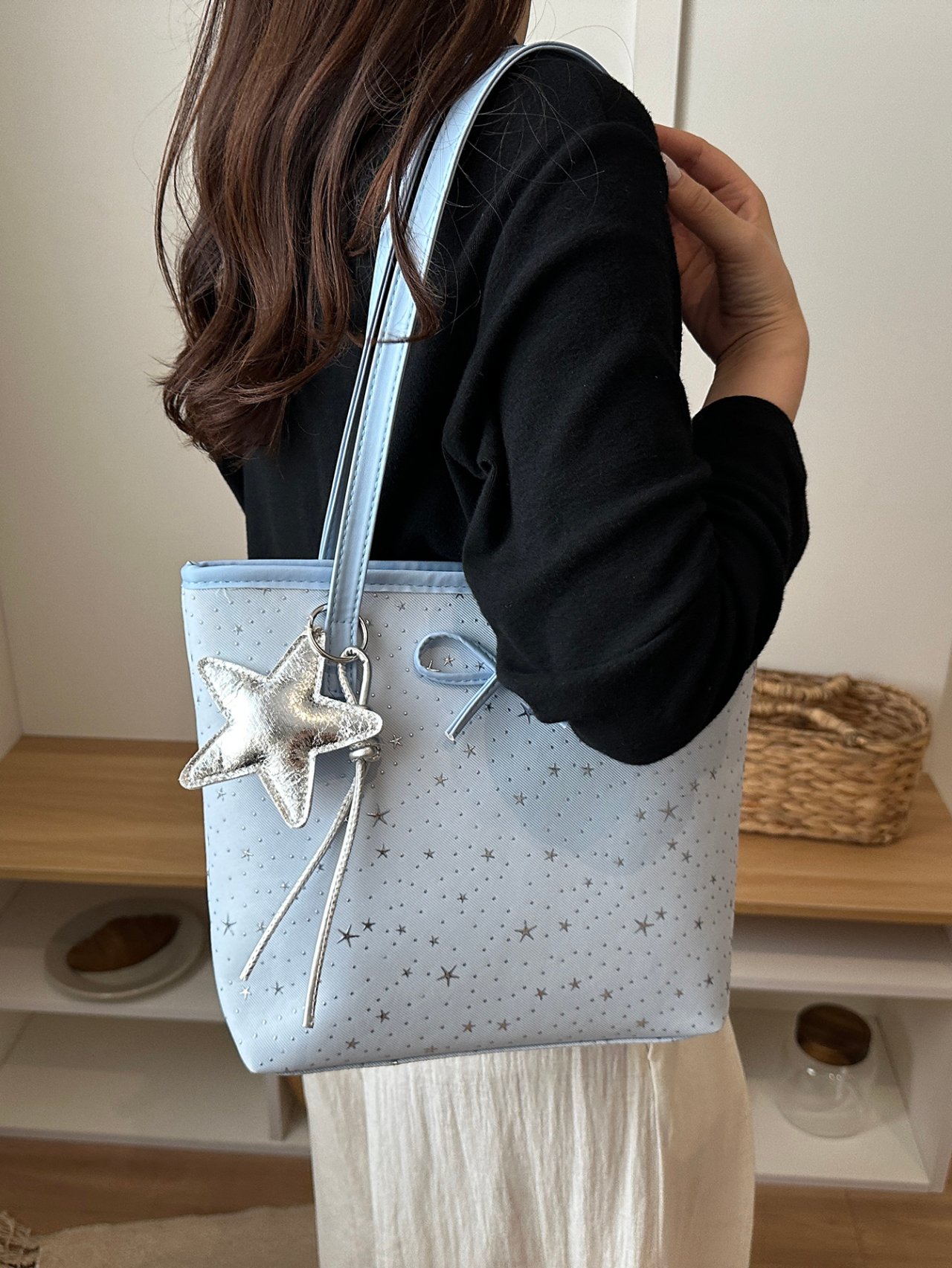 Sky Blue Starry Tote Bag