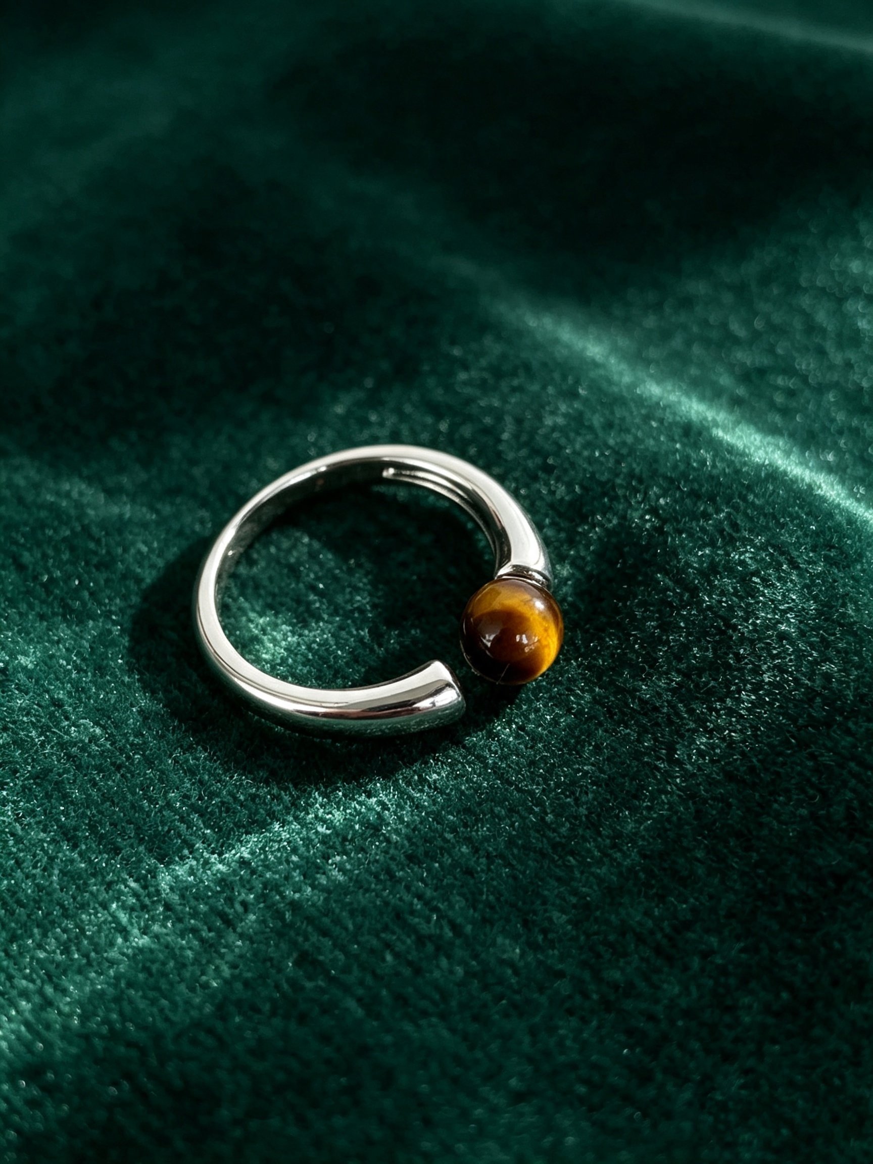 Silver Tiger Eye Adjustable Ring