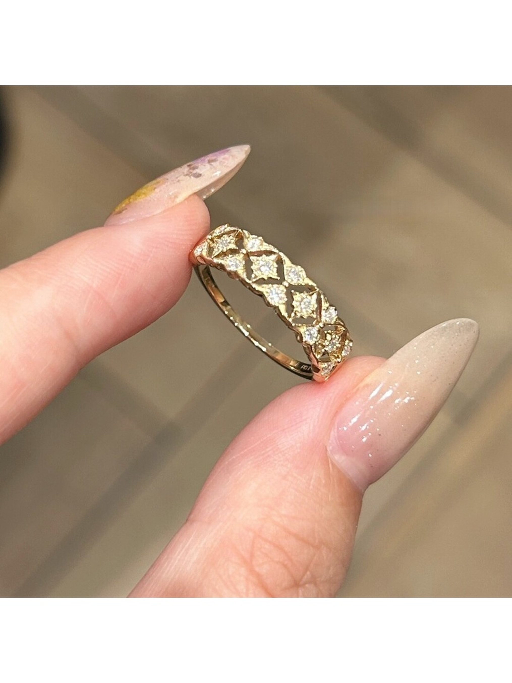 Gold Plated Starry Lattice Ring