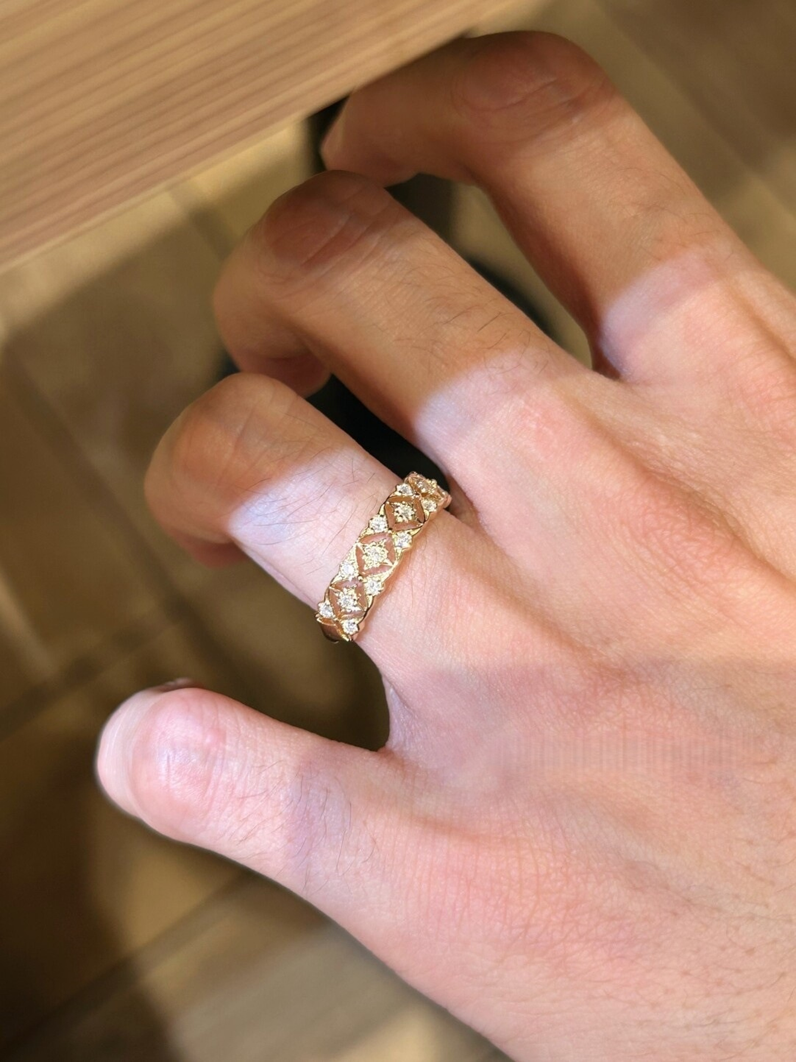 Gold Plated Starry Lattice Ring