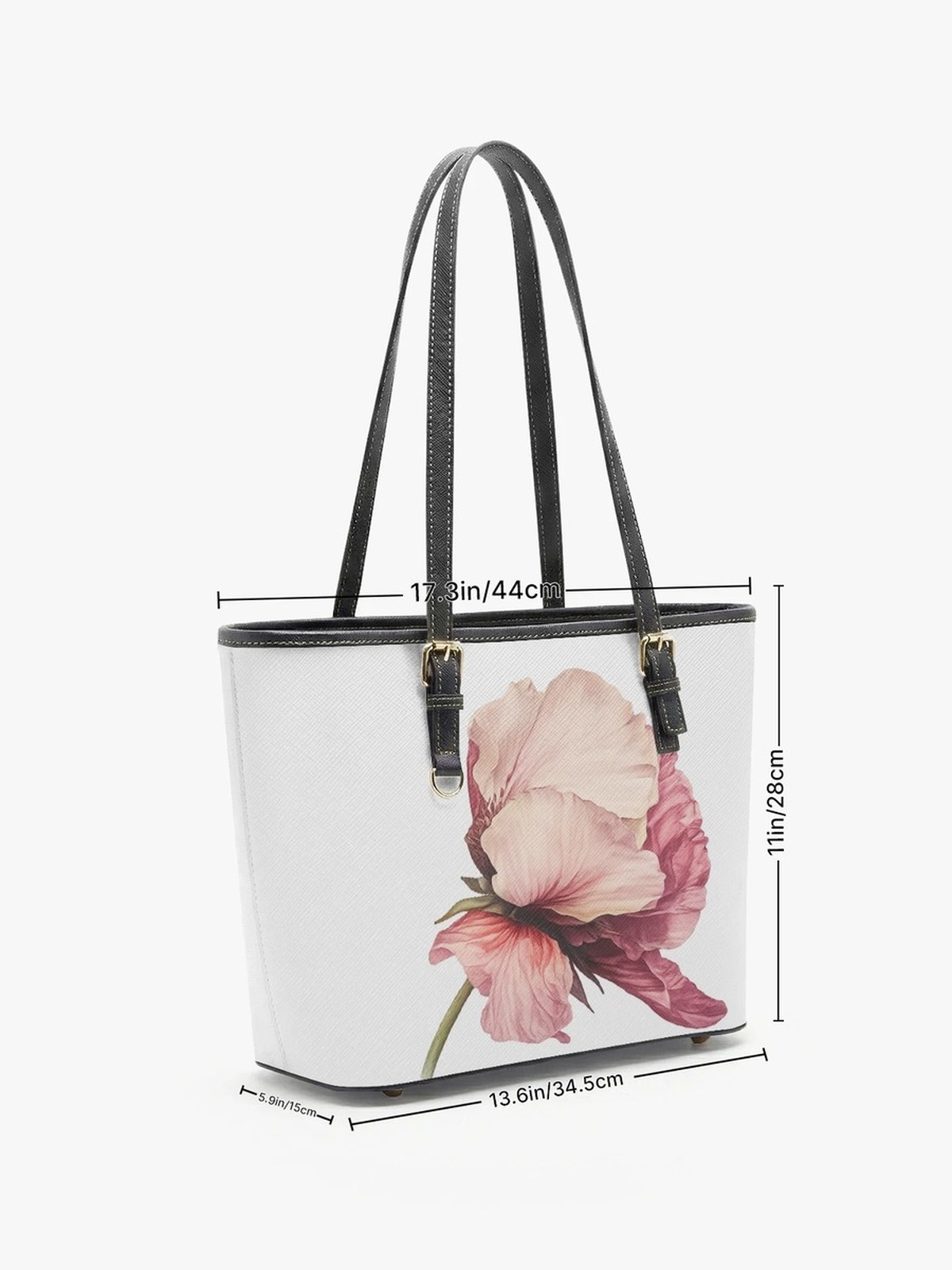 Vintage Pink Peony Print Tote Shoulder Bag