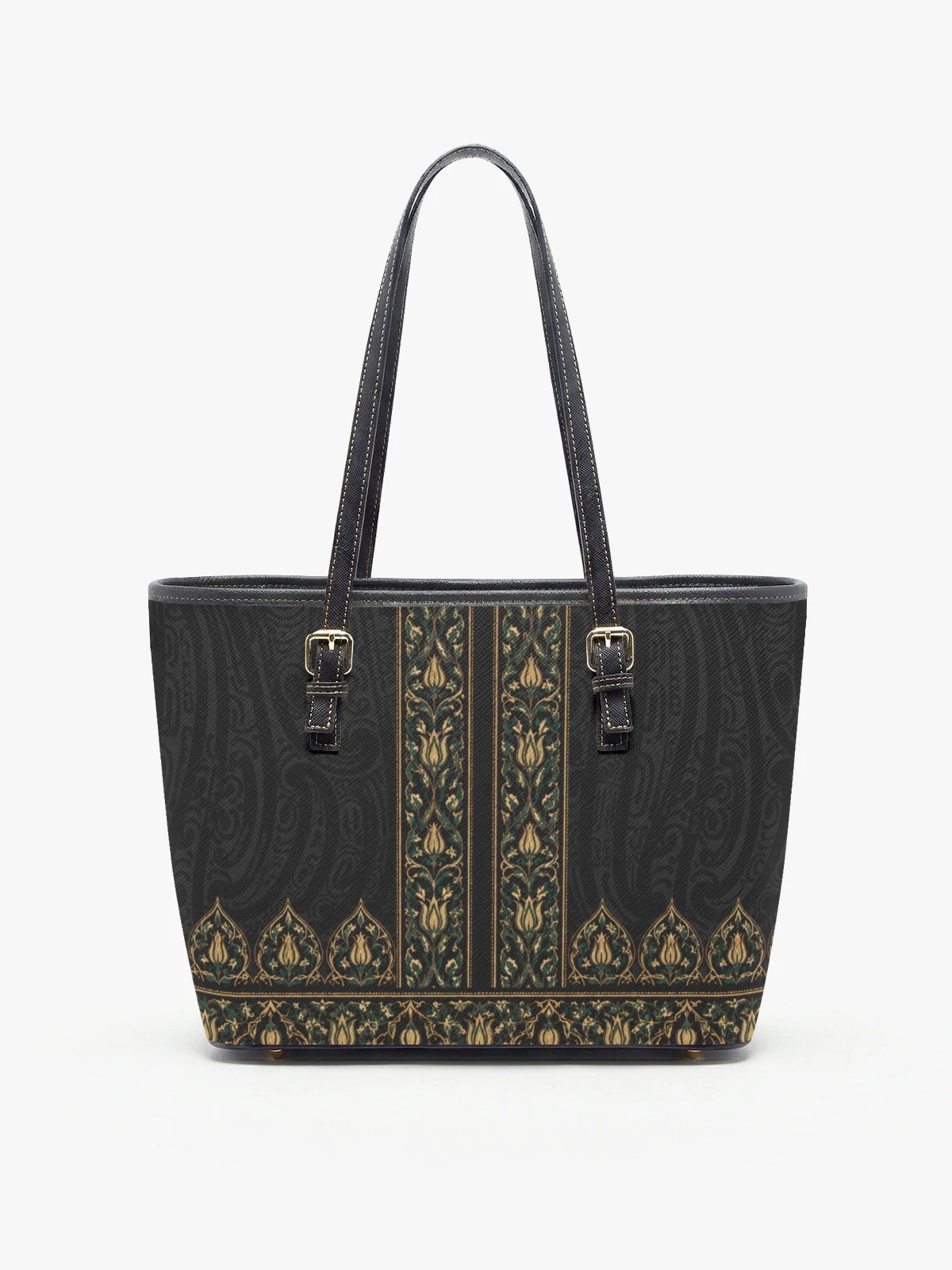 Black Shoulder Bag with Floral Print