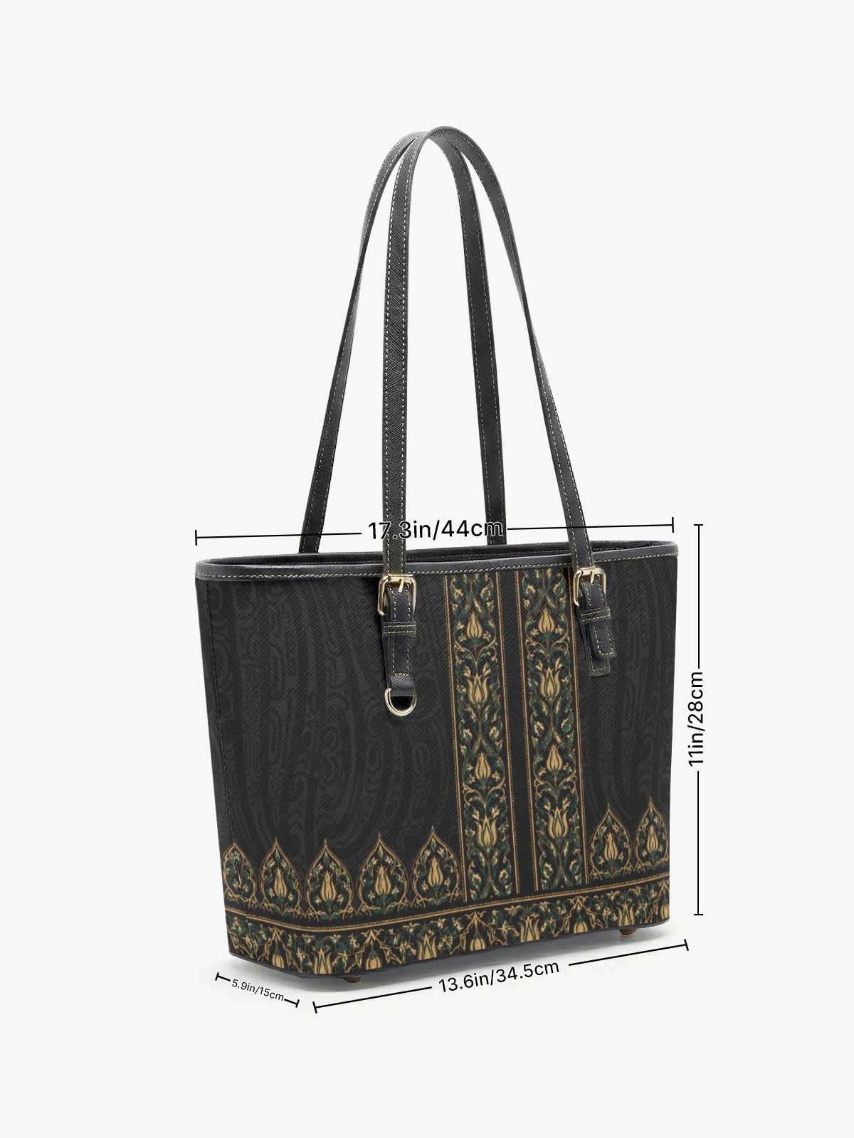 Black Shoulder Bag with Floral Print
