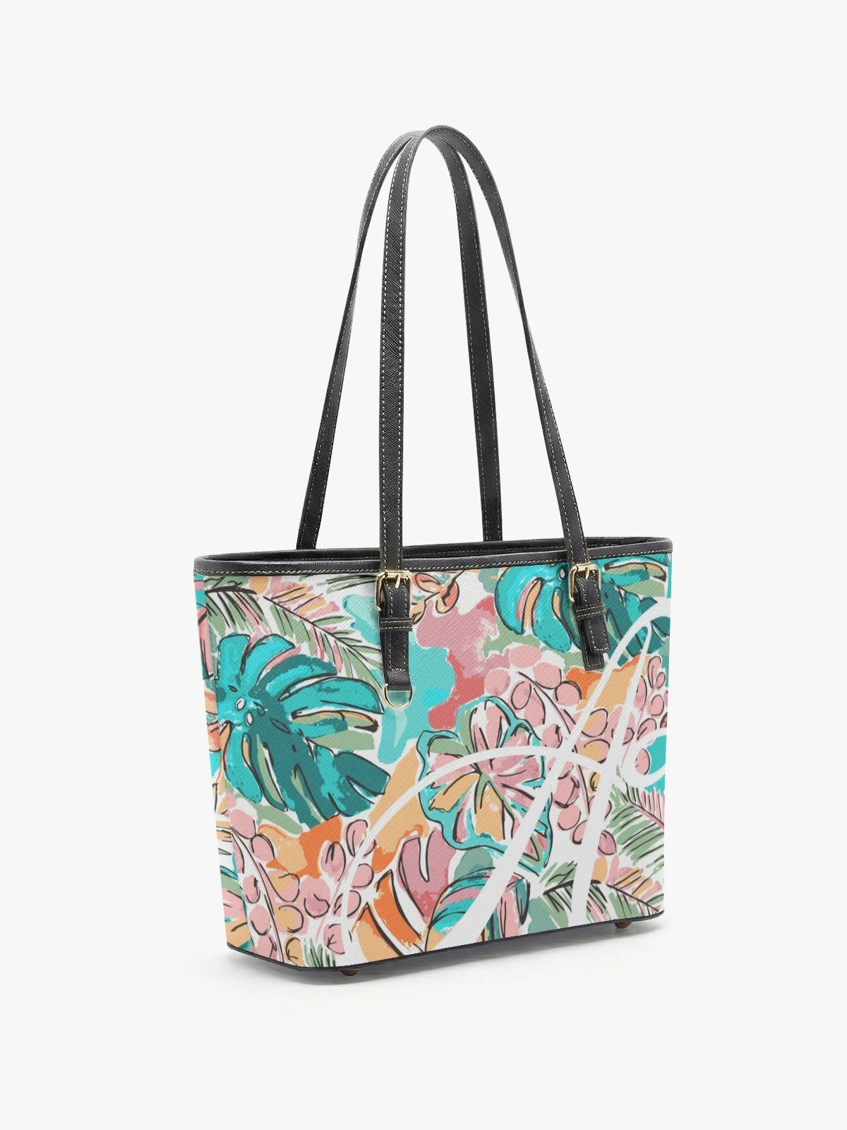 Tropical Palm Leaf Flower Print Tote Shoulder Bag