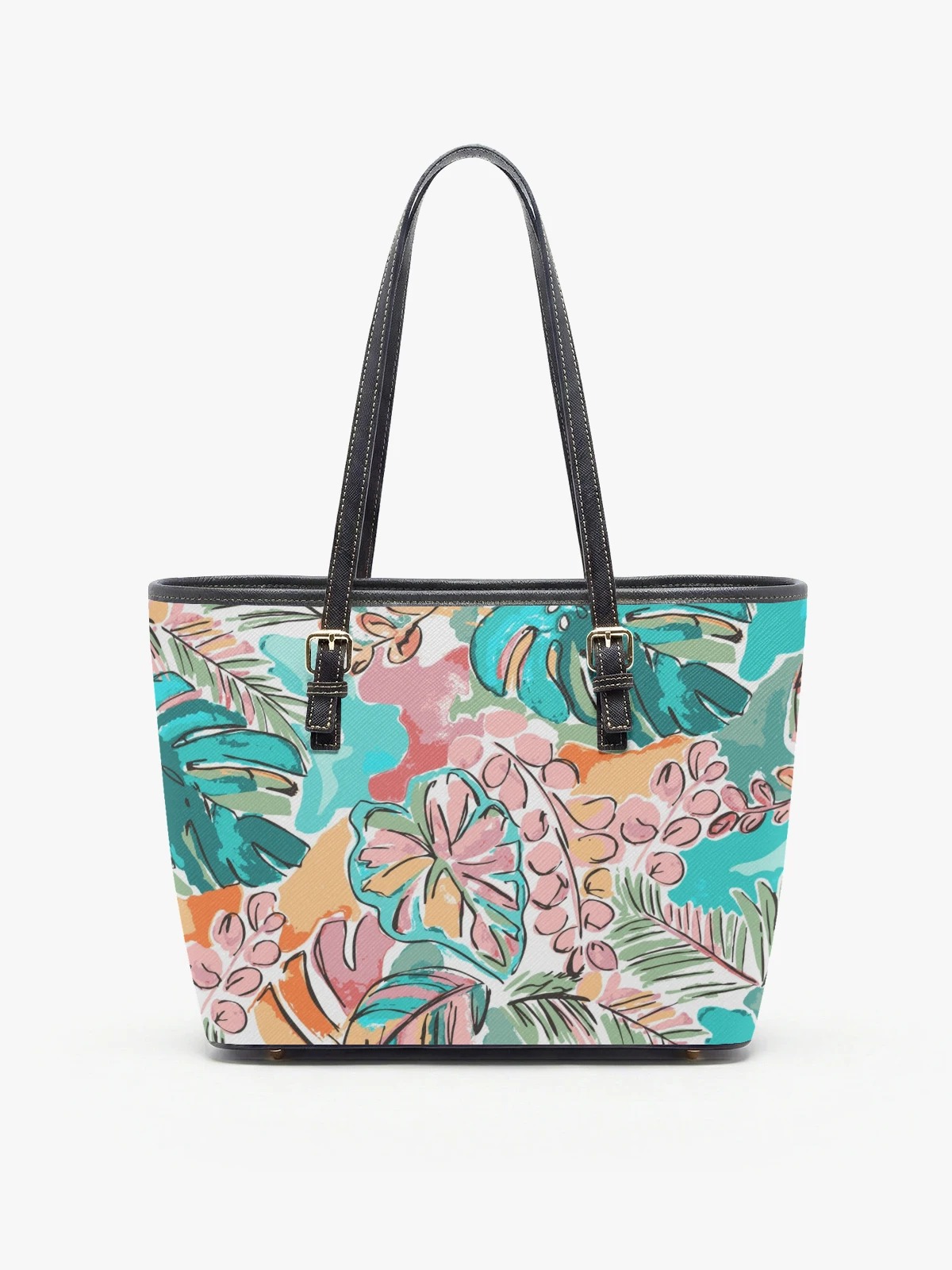 Tropical Palm Leaf Flower Print Tote Shoulder Bag