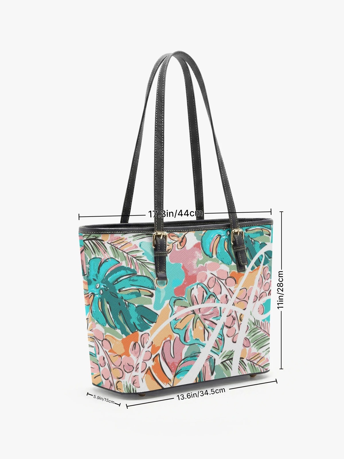Tropical Palm Leaf Flower Print Tote Shoulder Bag