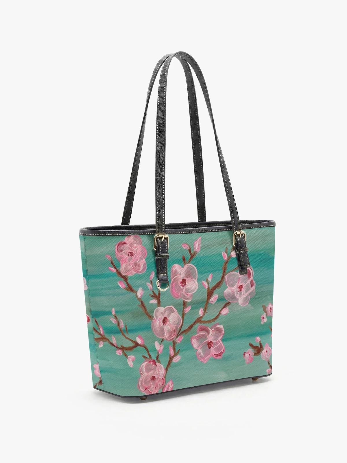 Floral Blossom Green Shoulder Tote Bag