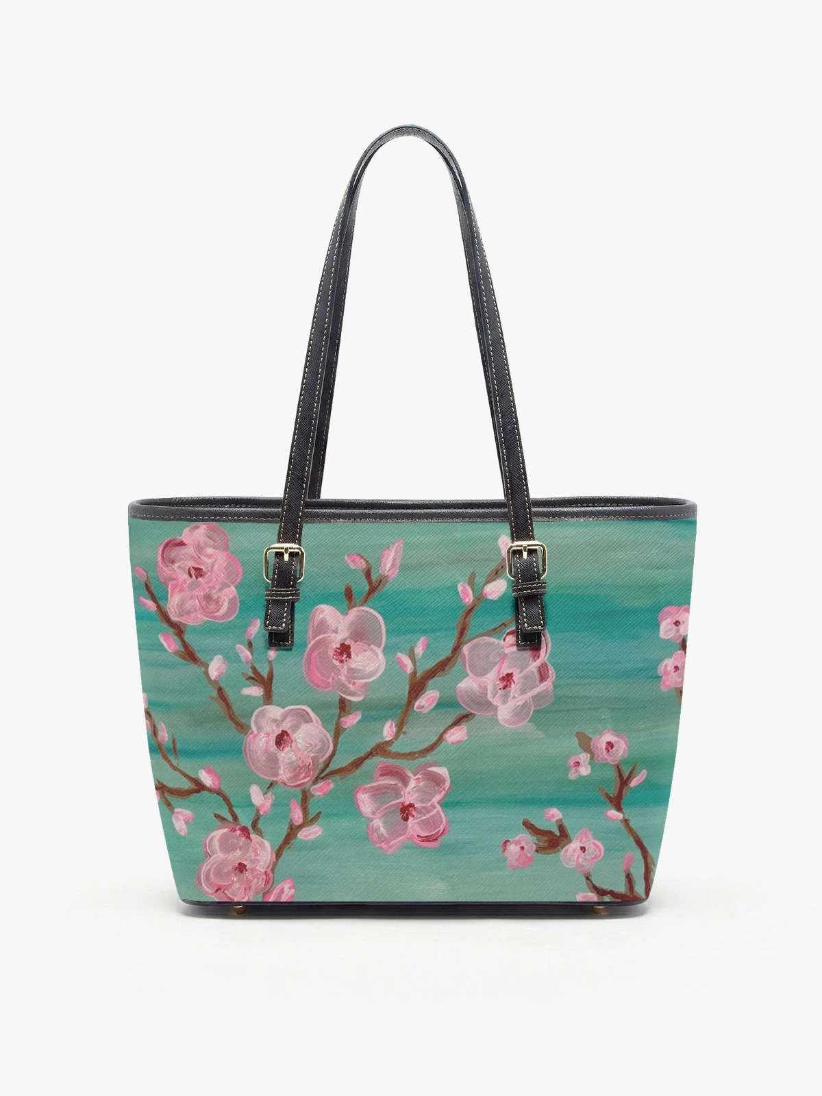 Floral Blossom Green Shoulder Tote Bag