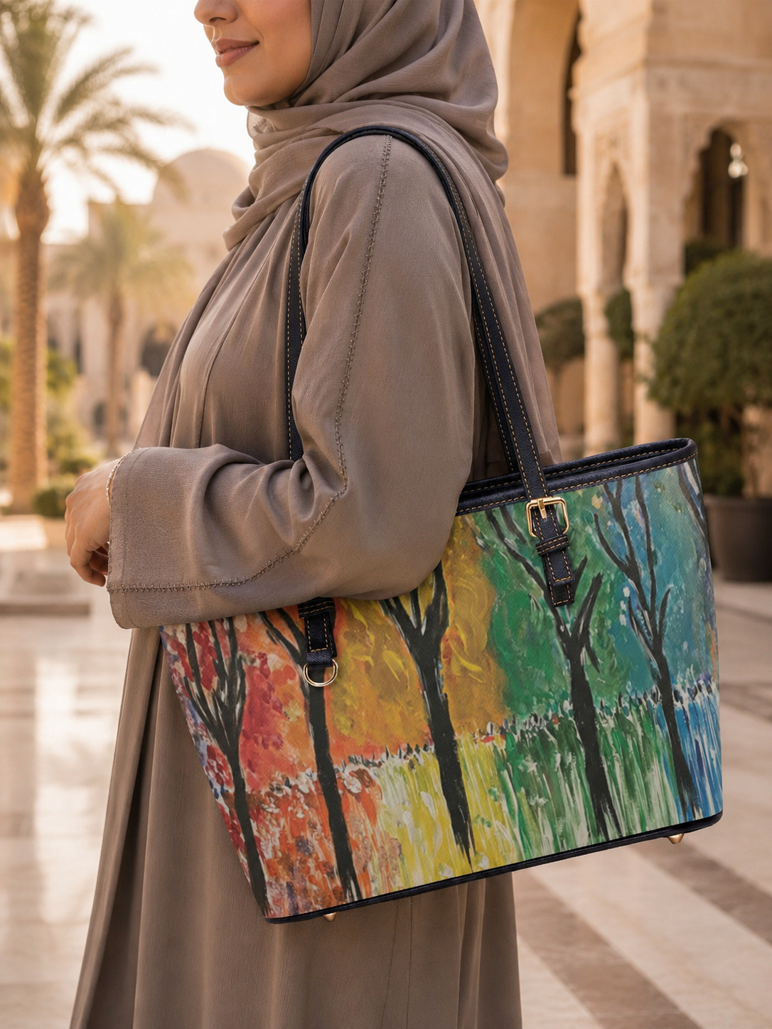 Printed Shoulder Tote Bag