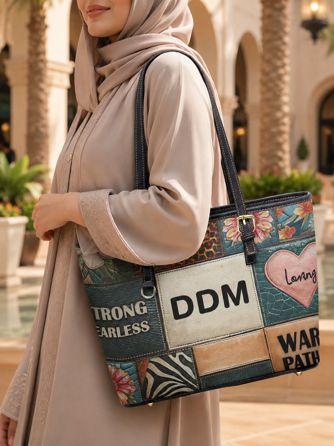 Patchwork Letter Heart Leopard Zebra Print Tote Shoulder Bag