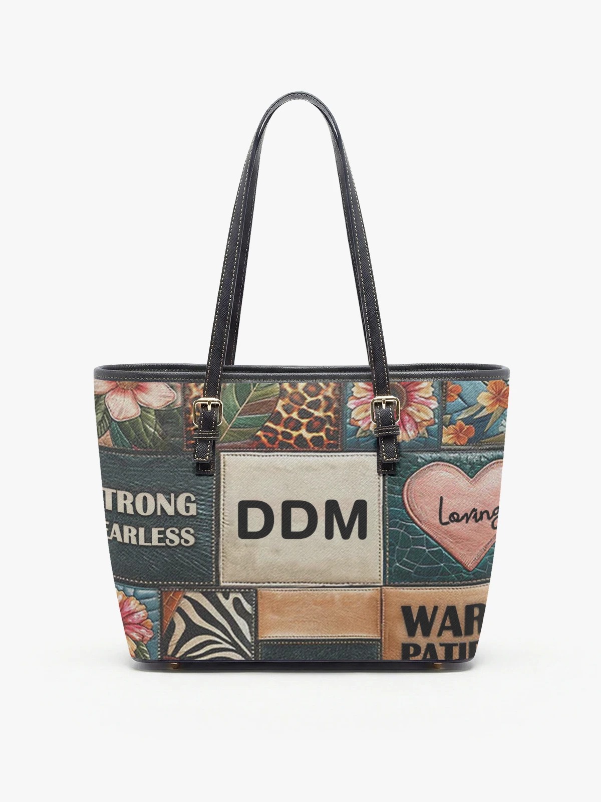 Patchwork Letter Heart Leopard Zebra Print Tote Shoulder Bag
