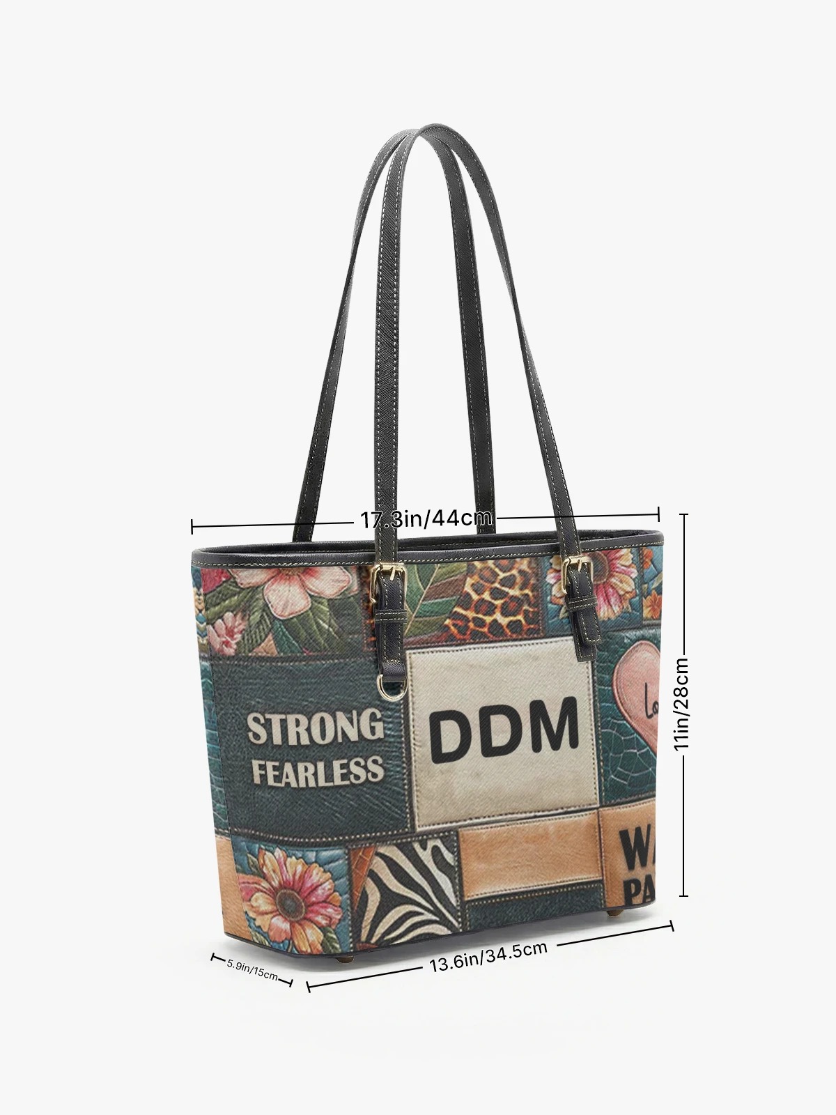 Patchwork Letter Heart Leopard Zebra Print Tote Shoulder Bag