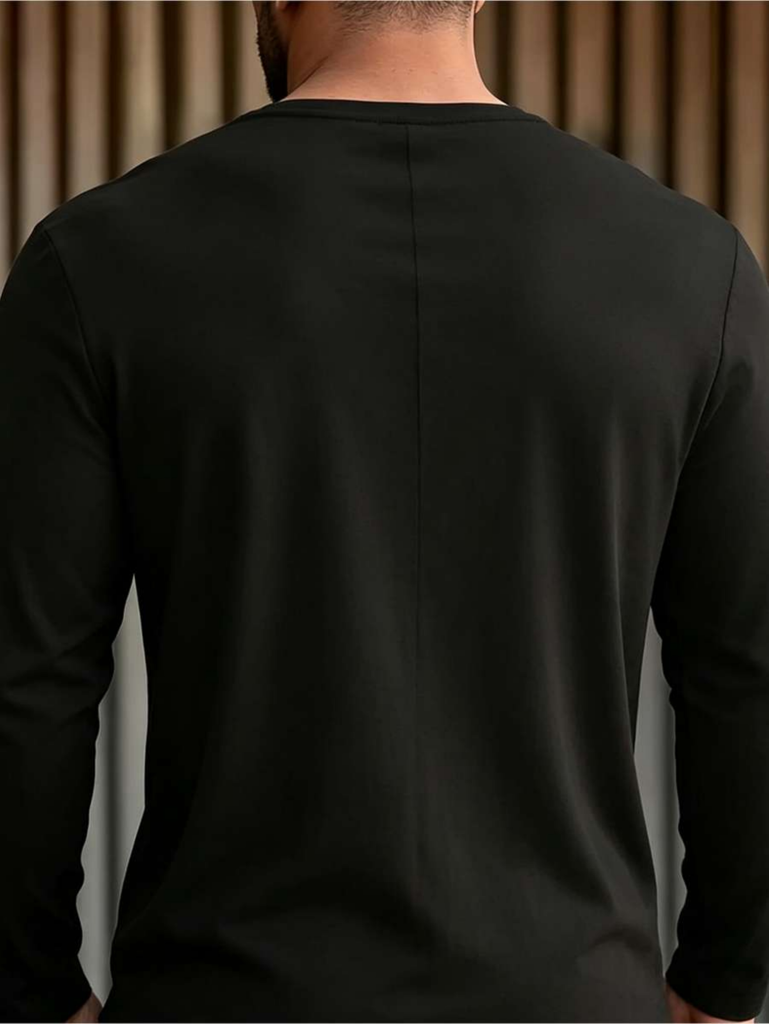 Men Black Graphic Palm Tree Long-Sleeve Regular Fit T-Shirt