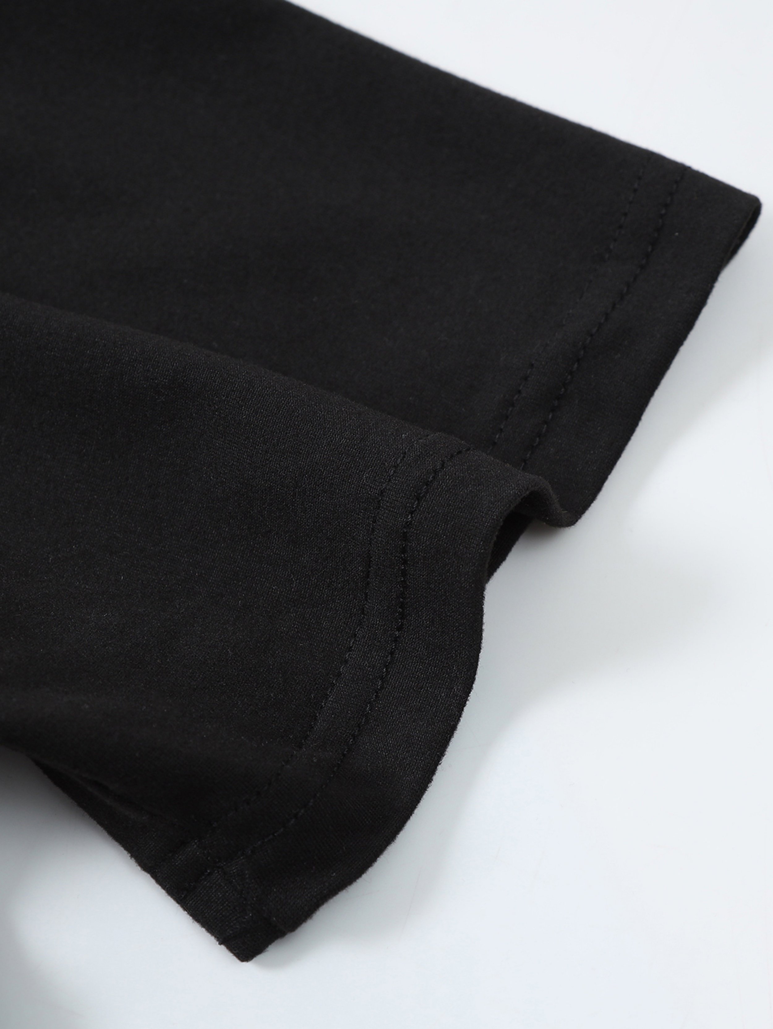 Men Black Graphic Long-Sleeve Regular Fit T-Shirt