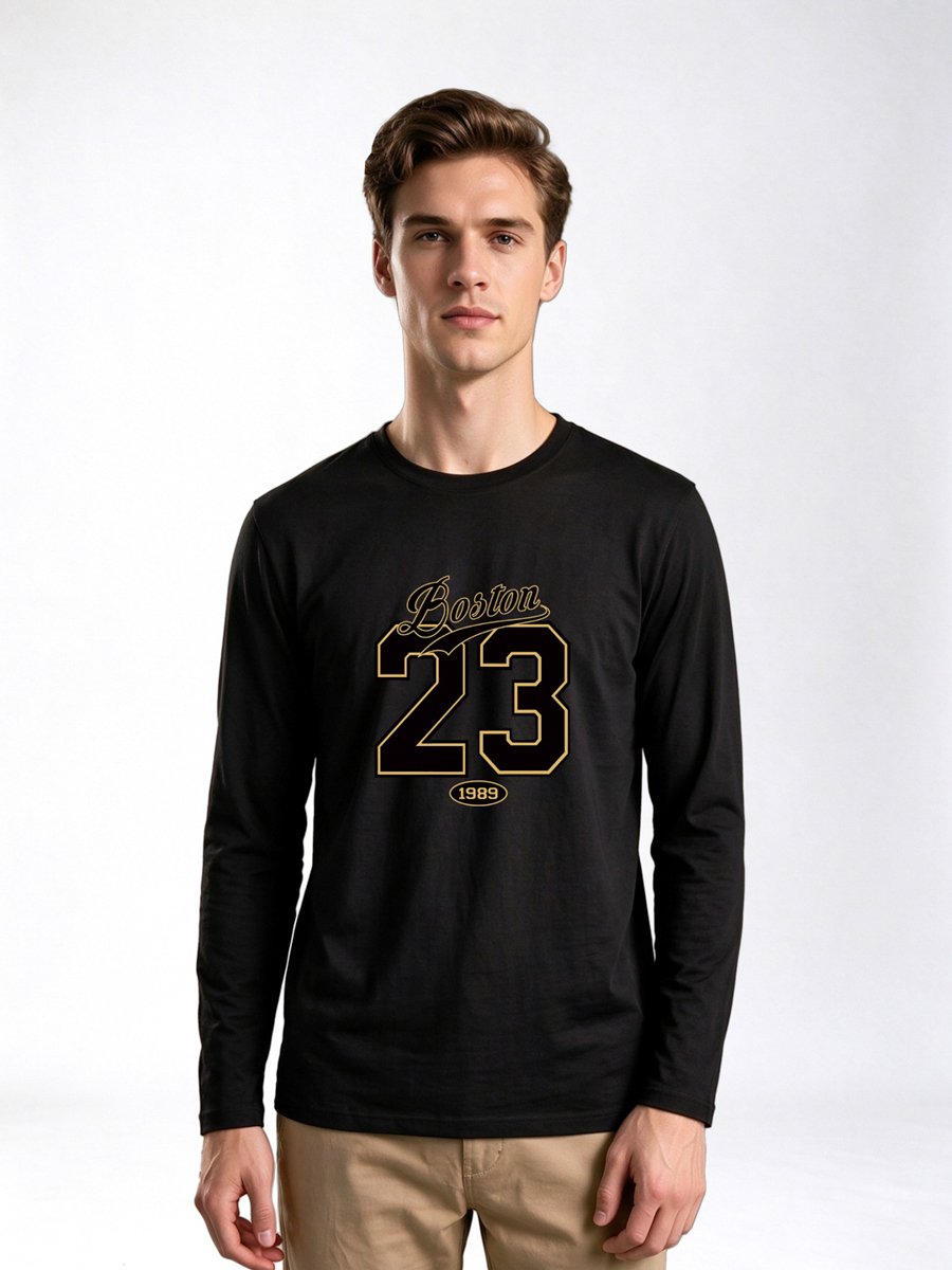 Black Graphic Print Round Neck Regular Fit T-Shirt