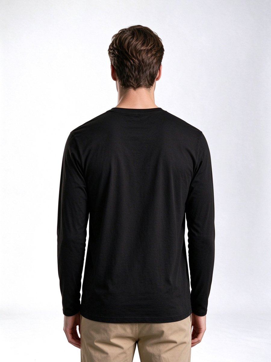 Black Graphic Print Long Sleeves Regular Fit T-Shirt