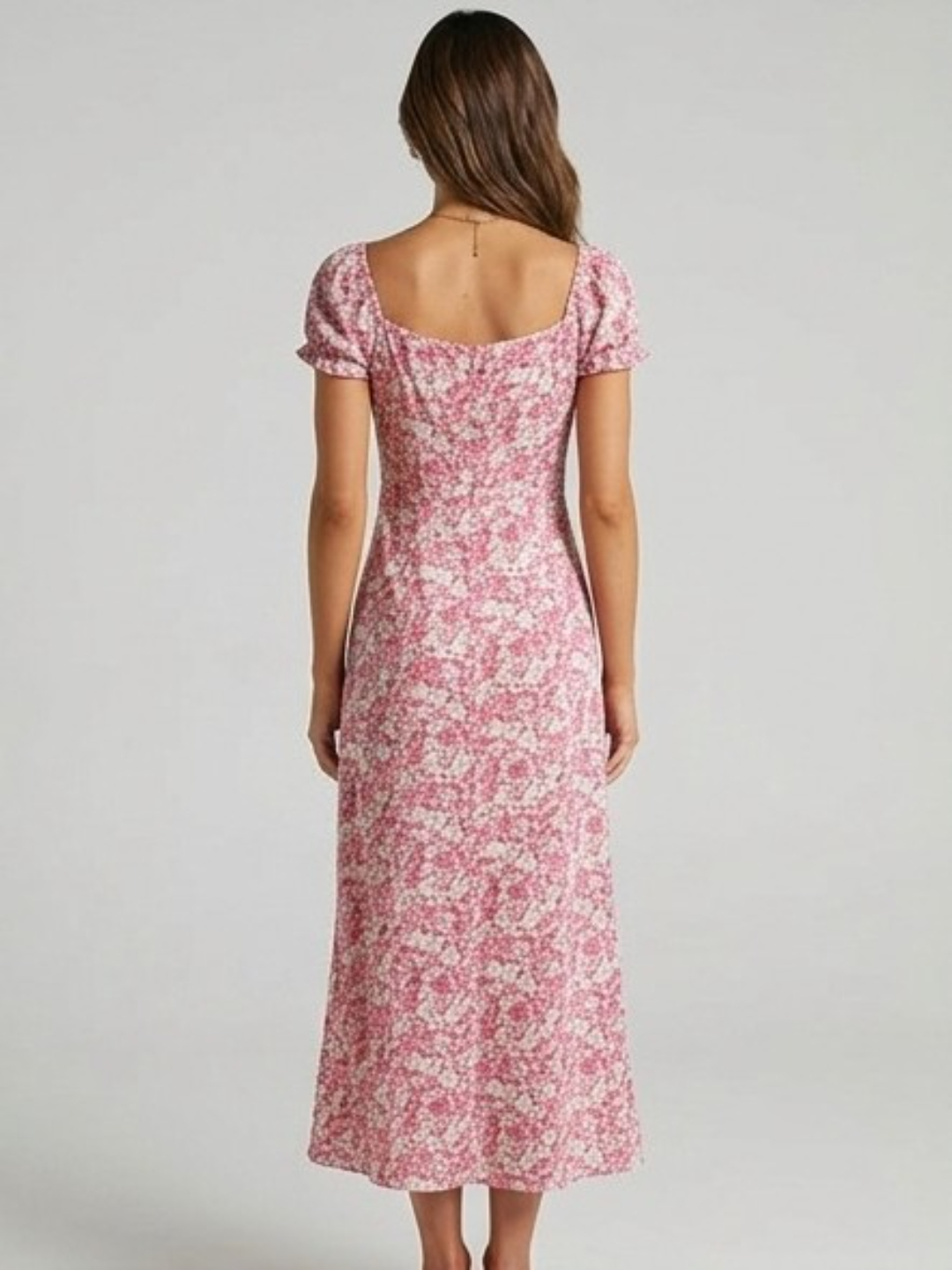 Floral Print Short Sleeve Bodycon Knee-Length Dress