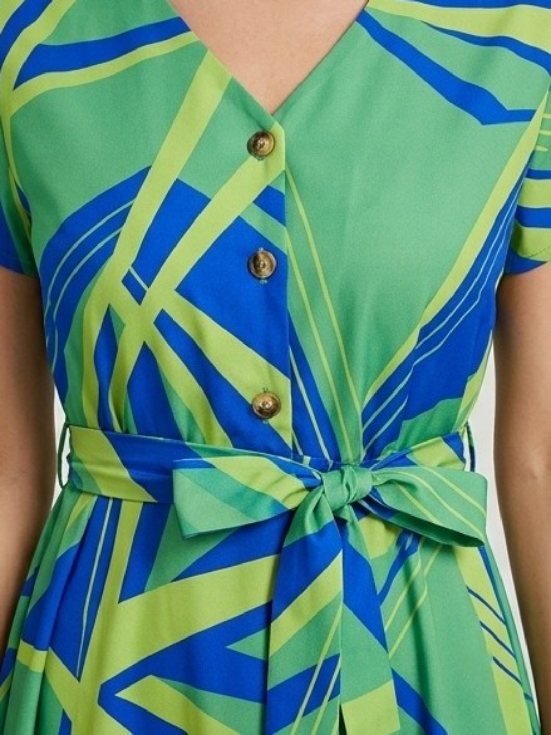 Abstract Print A-Line Knee-Length Dress with Short Sleeves