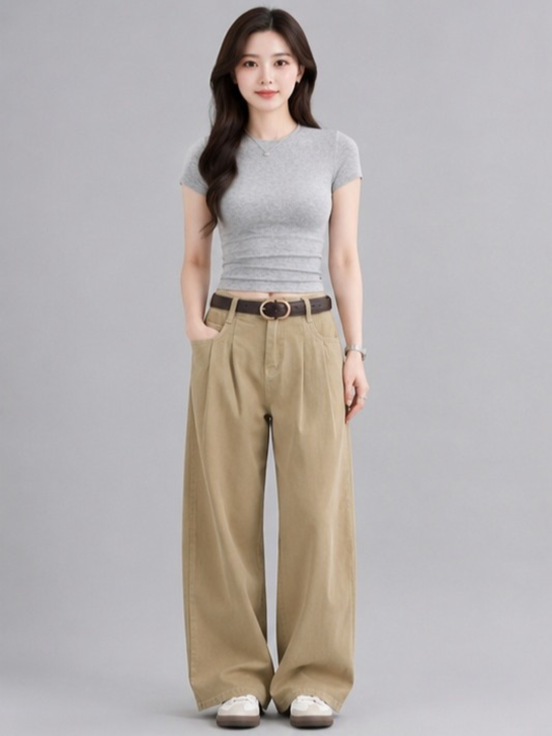 Grey Short Sleeve Ribbed Crop Top
