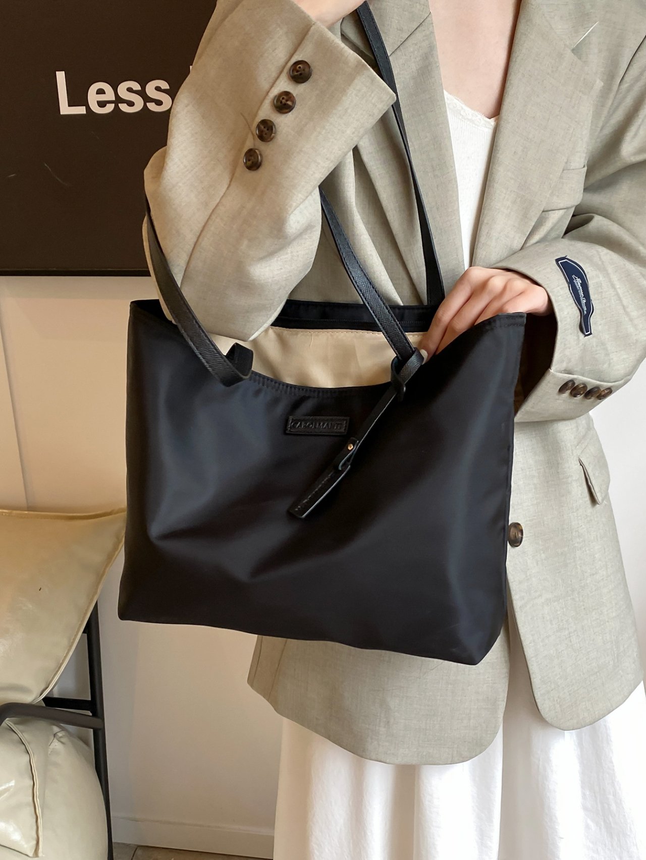 Black Plain Tote Bag