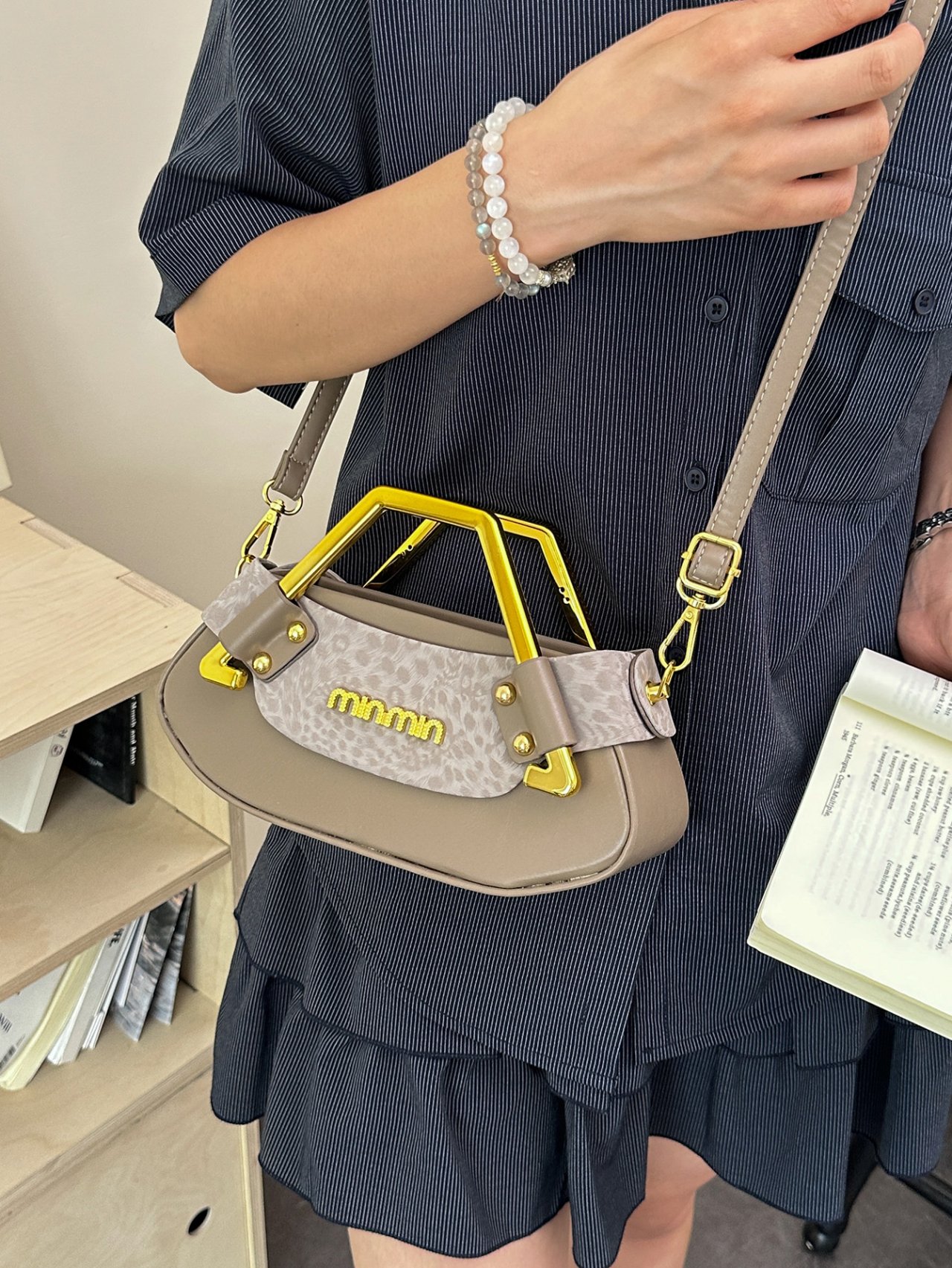 Coffee Brown Plain Crossbody Bag 