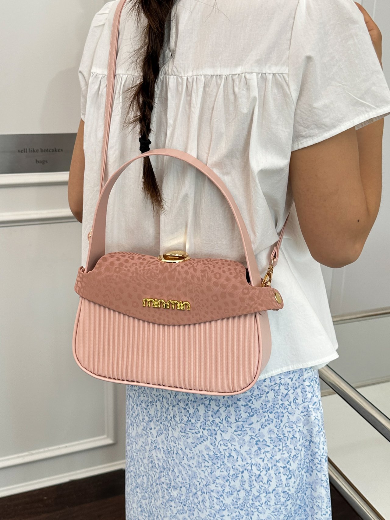 Pink Crossbody Bag with Embossed Detail