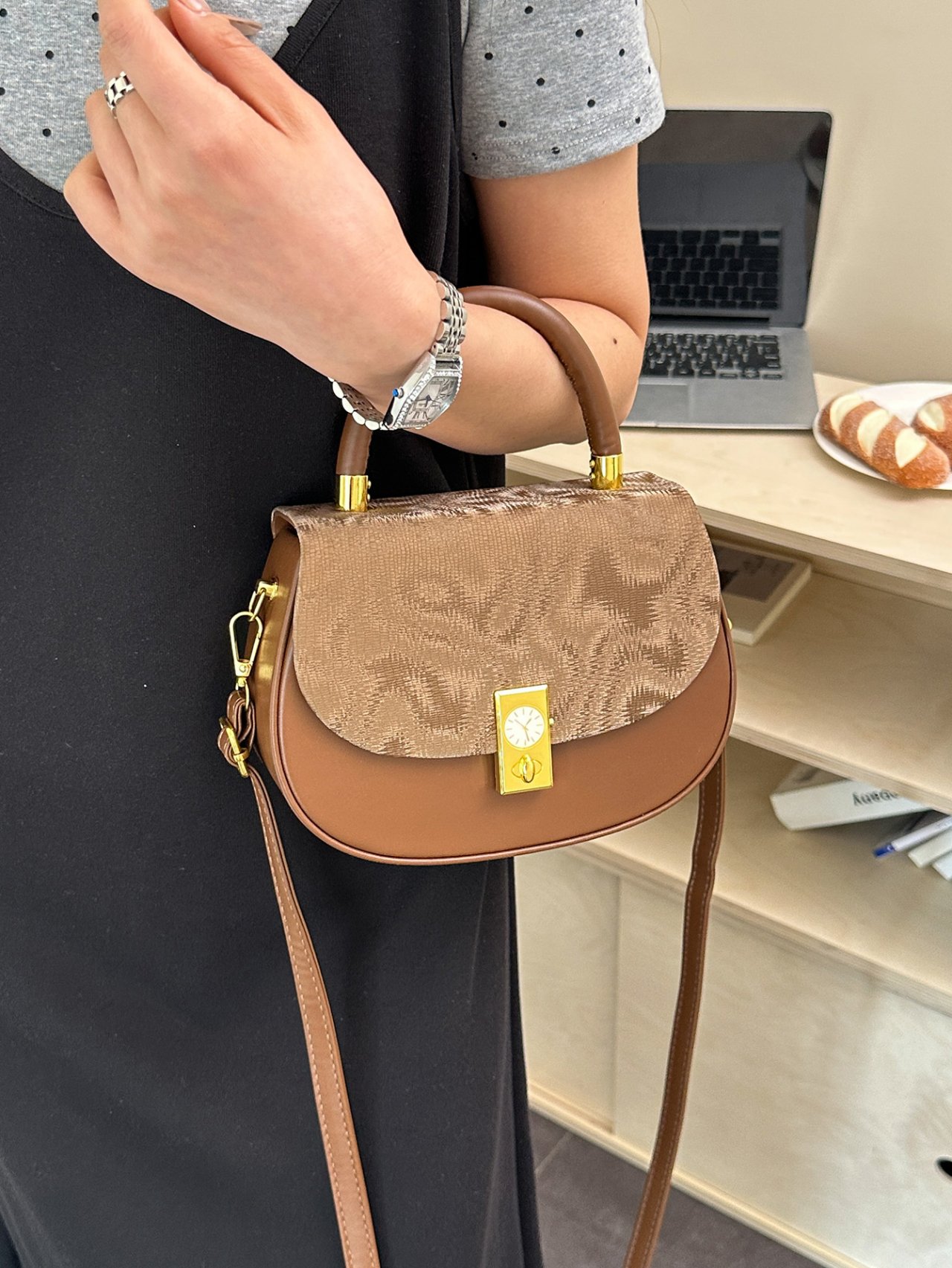 Coffee Brown Crossbody Bag