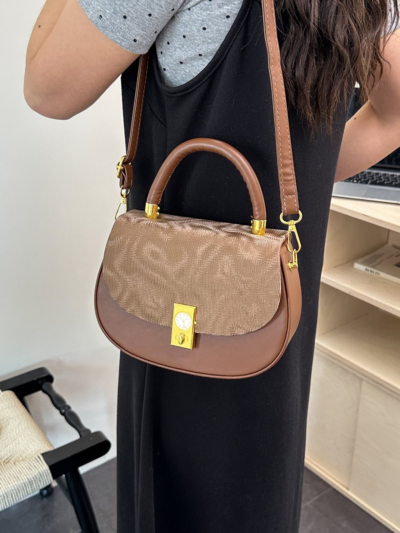 Coffee Brown Crossbody Bag