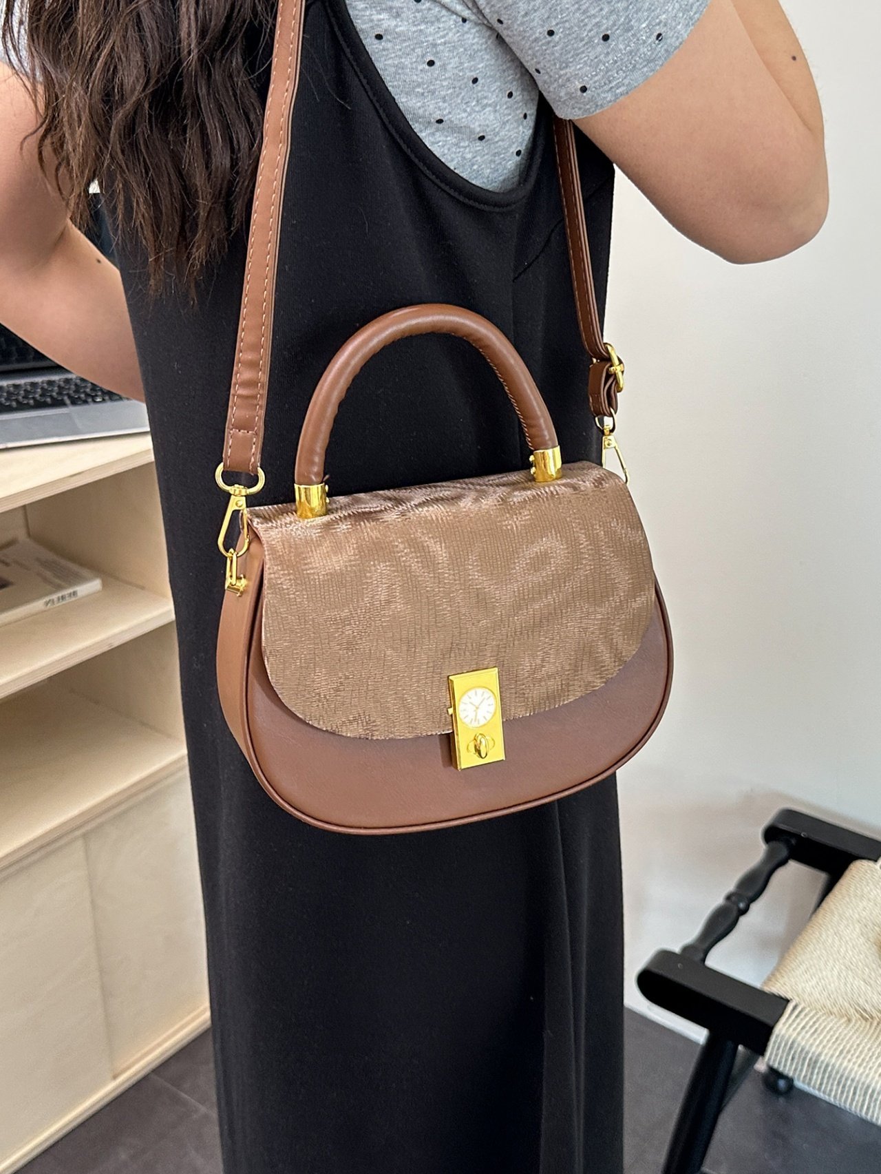 Coffee Brown Crossbody Bag