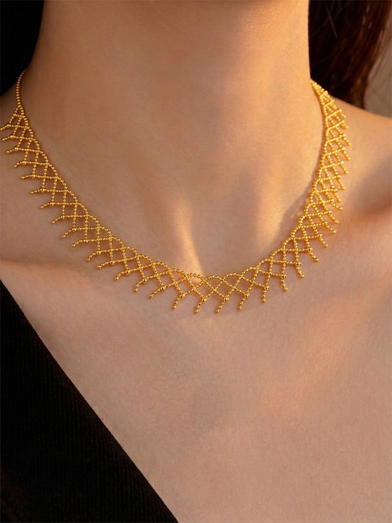 Gold Mesh Choker Necklace