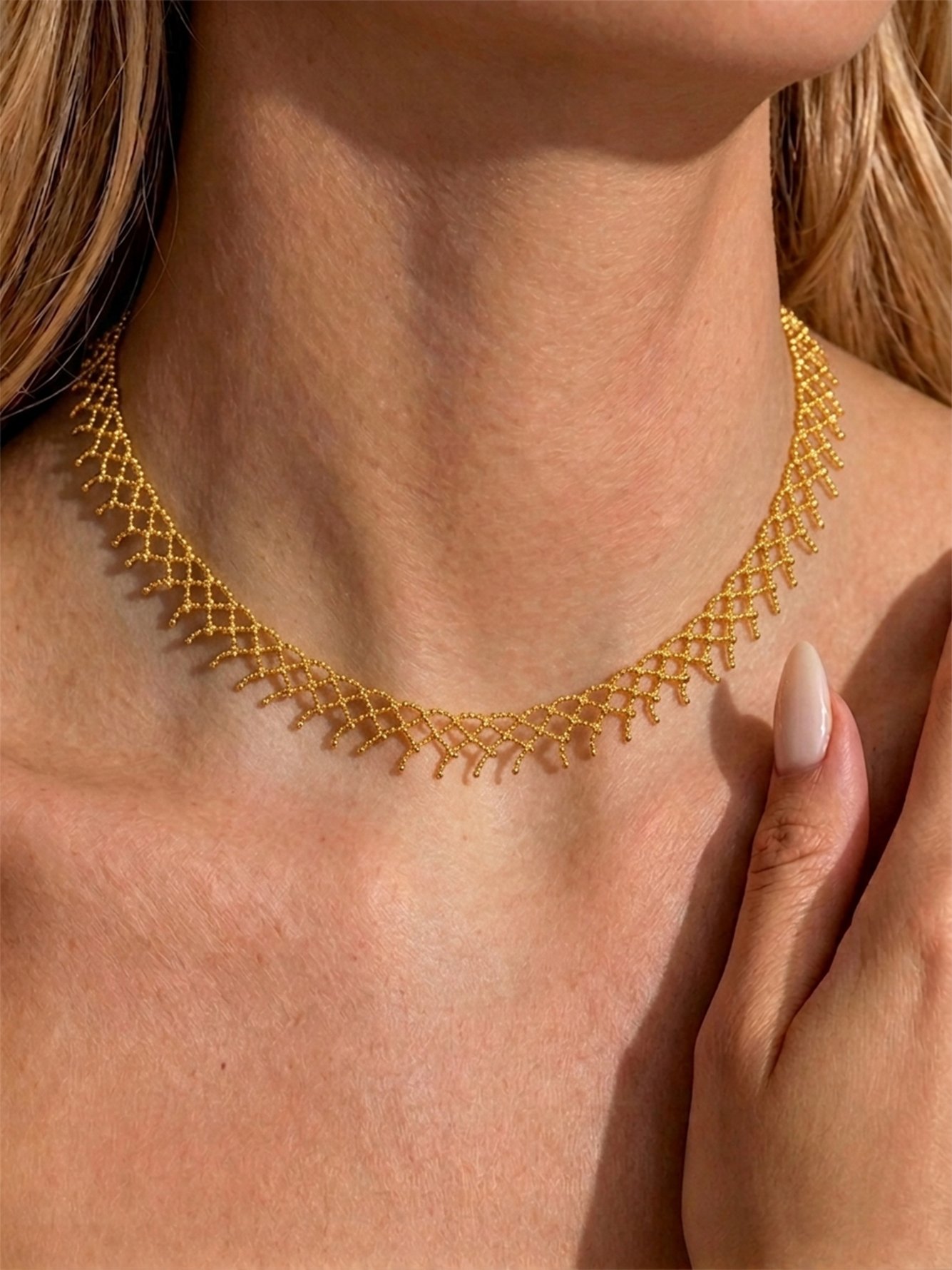 Gold Mesh Choker Necklace