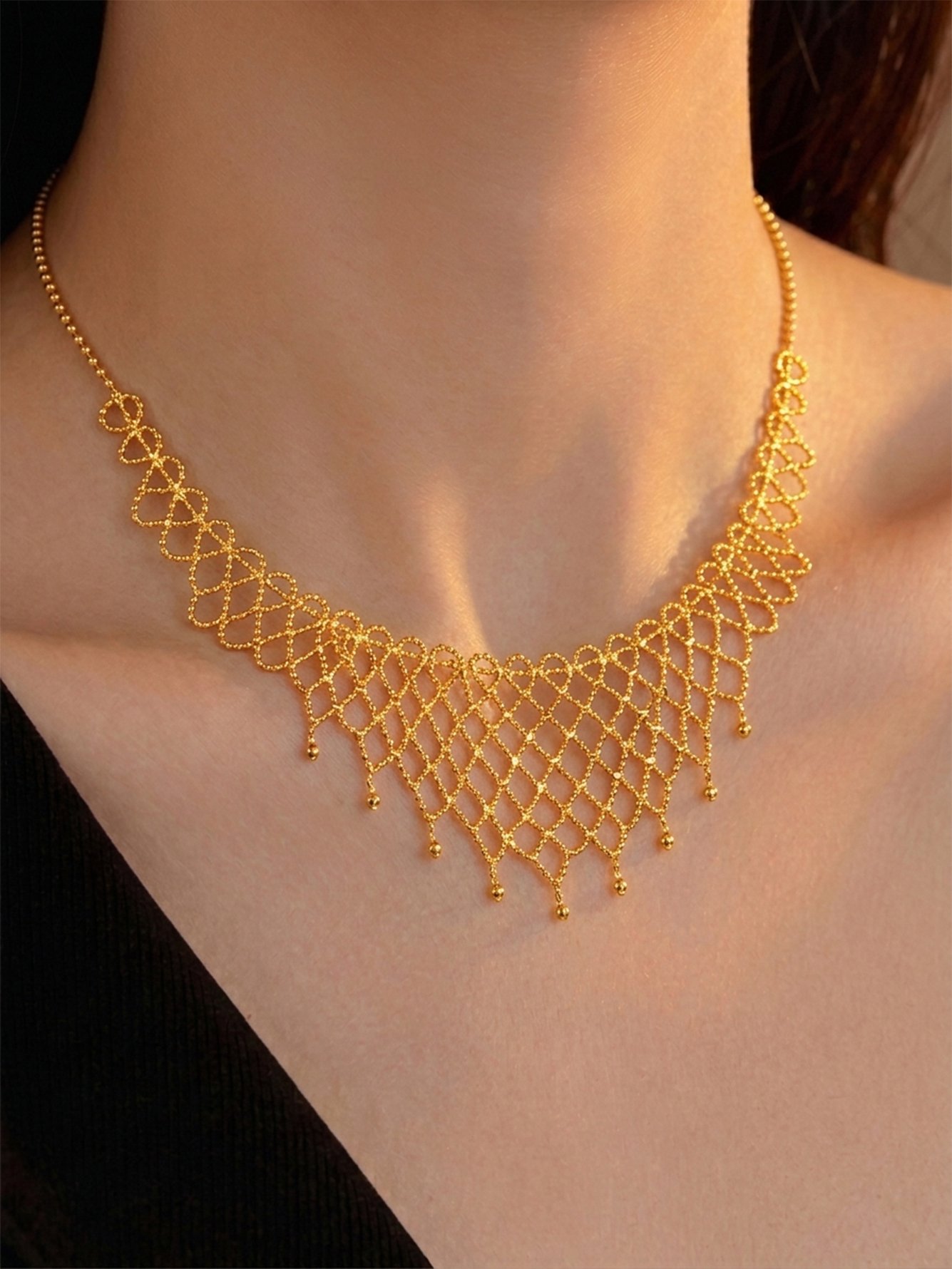 Gold Mesh Choker Necklace