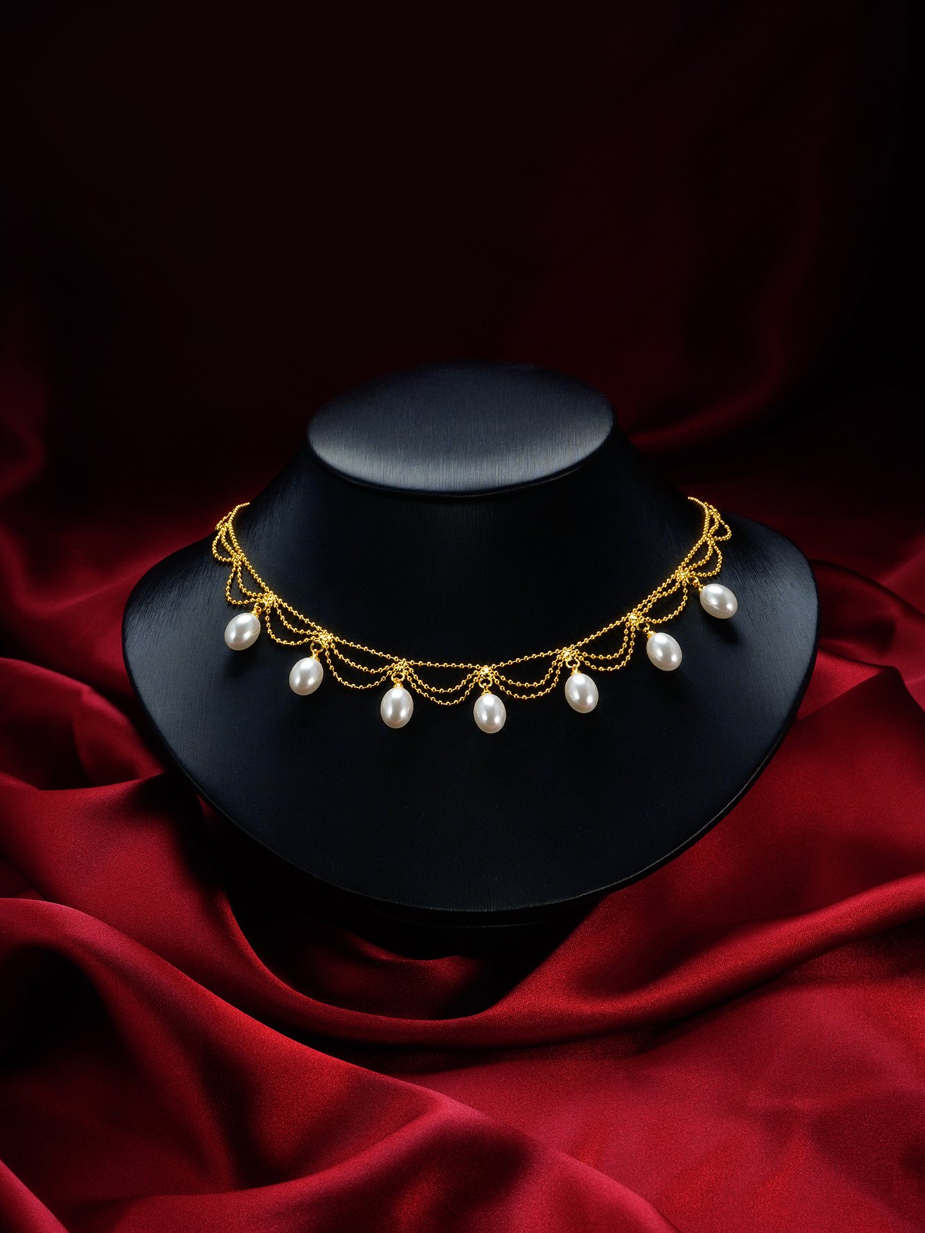Gold Pearl Drop Necklace