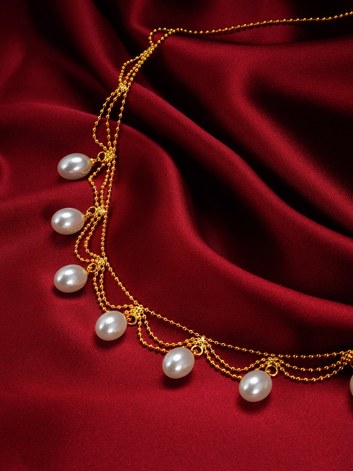 Gold Pearl Drop Necklace