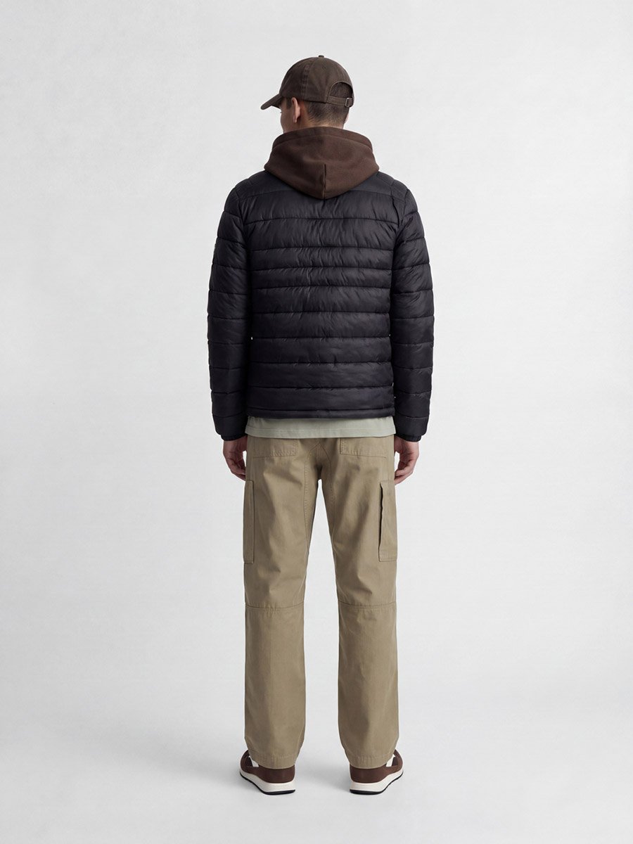 Black JJEKINGSLEY Solid Puffer Jacket with Zip Closure