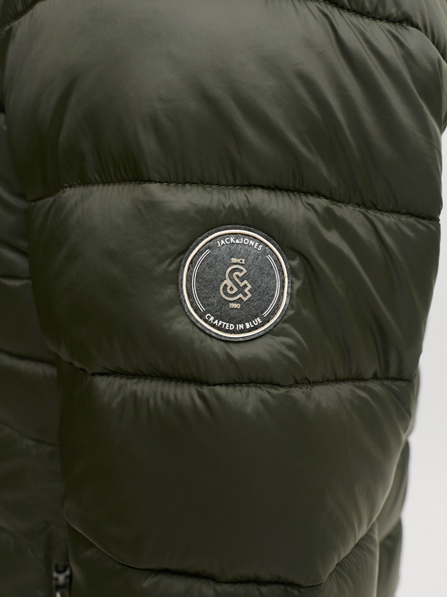 Olive Green JJEKINGSLEY Hooded Puffer Jacket with Zip Closure