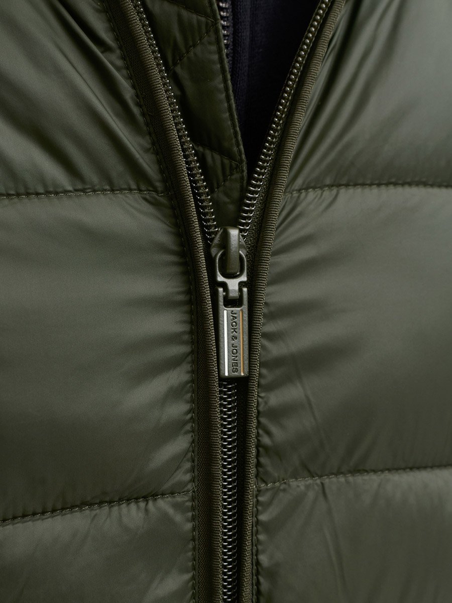 Olive Green JJEKINGSLEY Hooded Puffer Jacket with Zip Closure