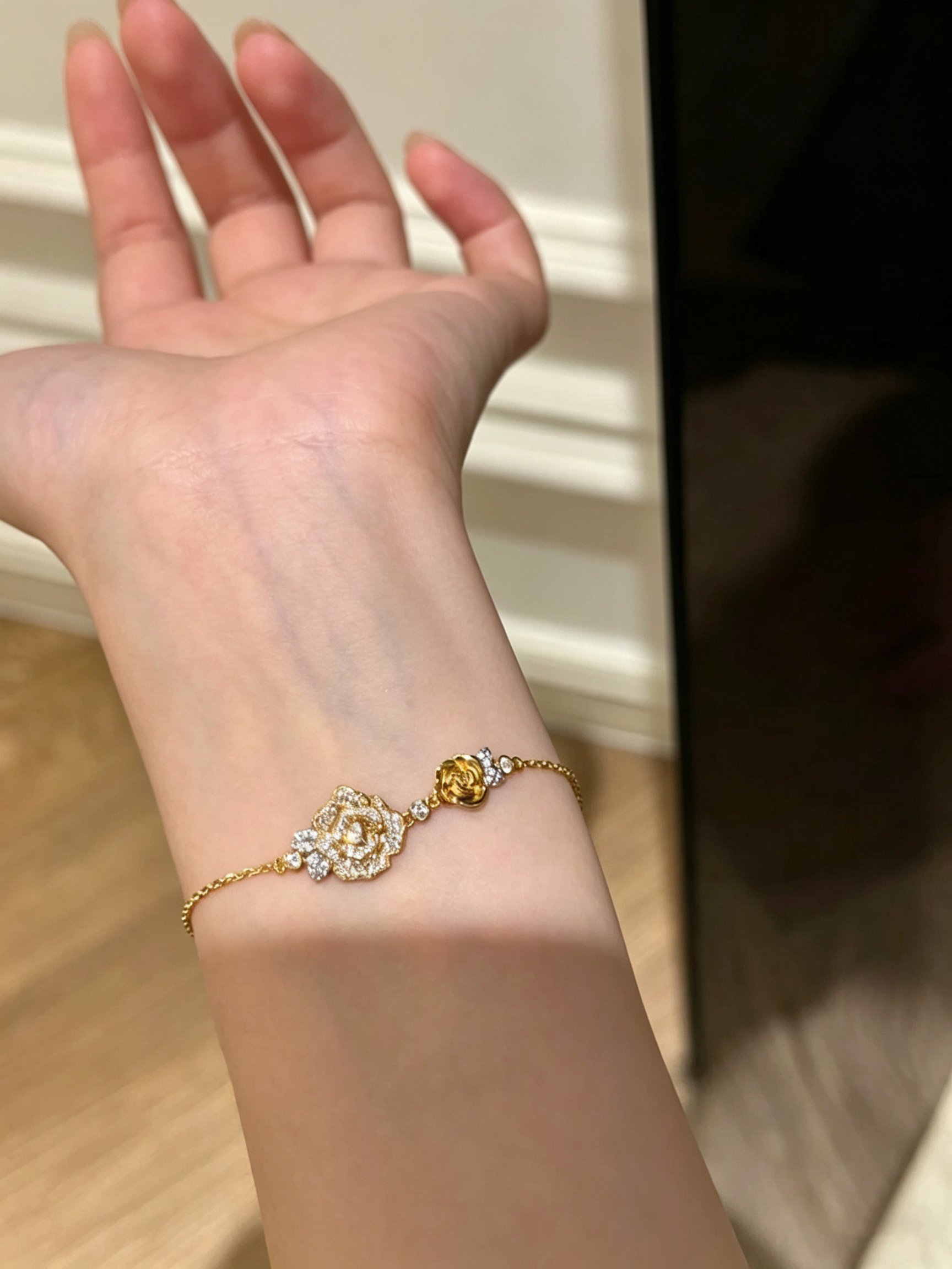 Golden Rose Embellished Bracelet