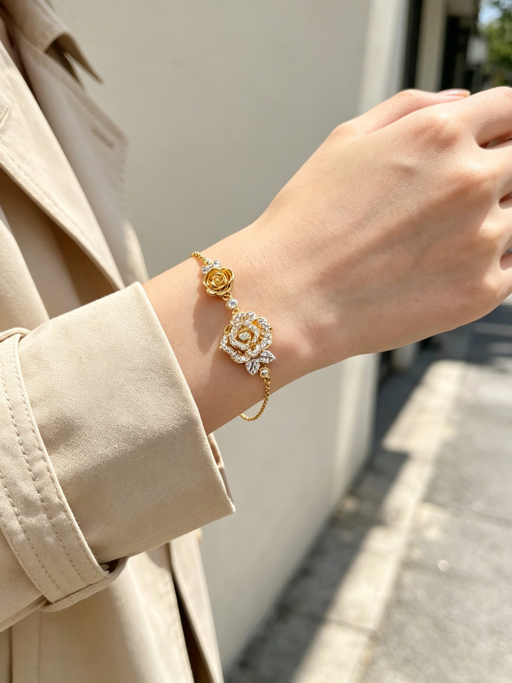 Golden Rose Embellished Bracelet