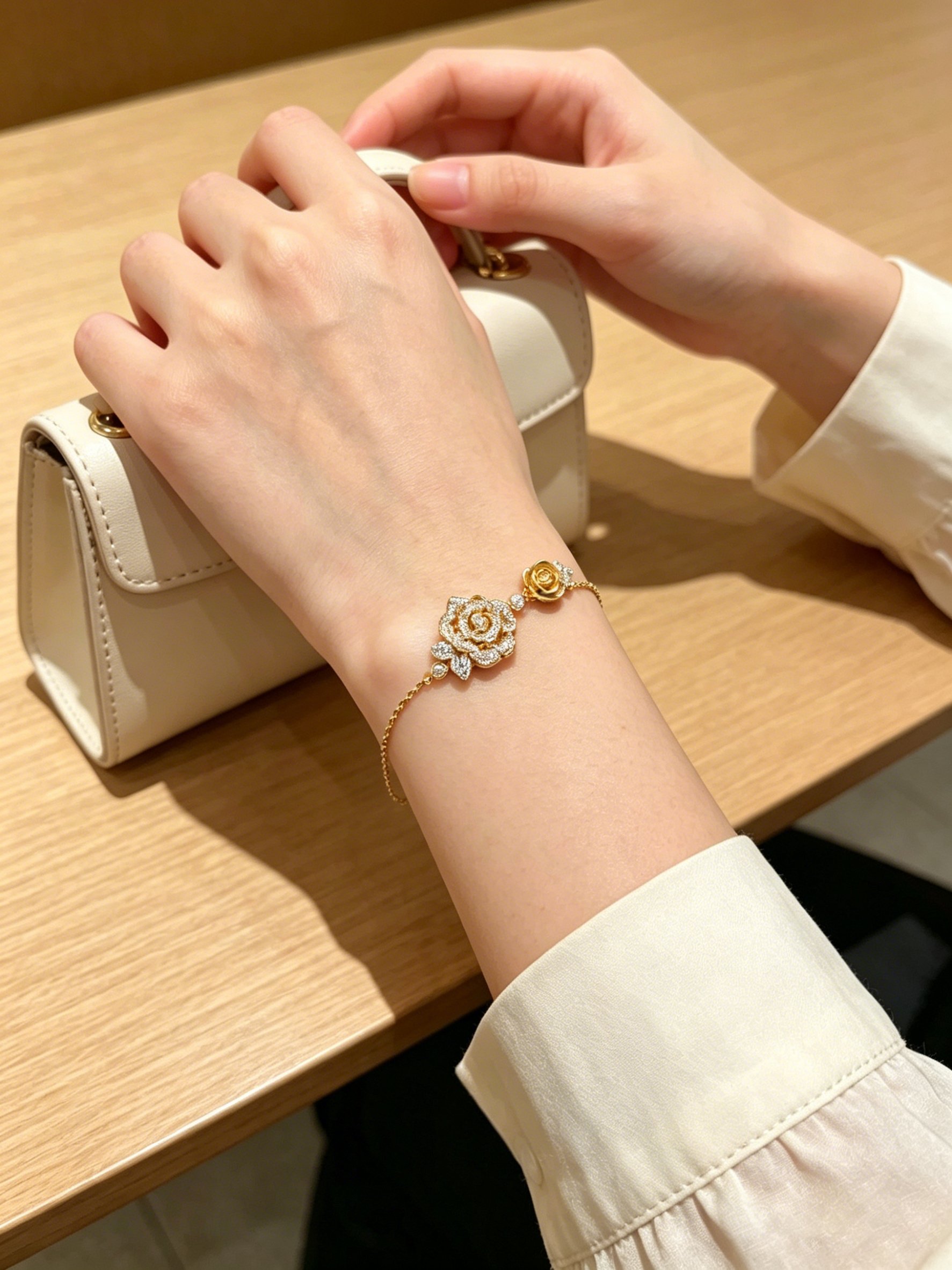 Golden Rose Embellished Bracelet