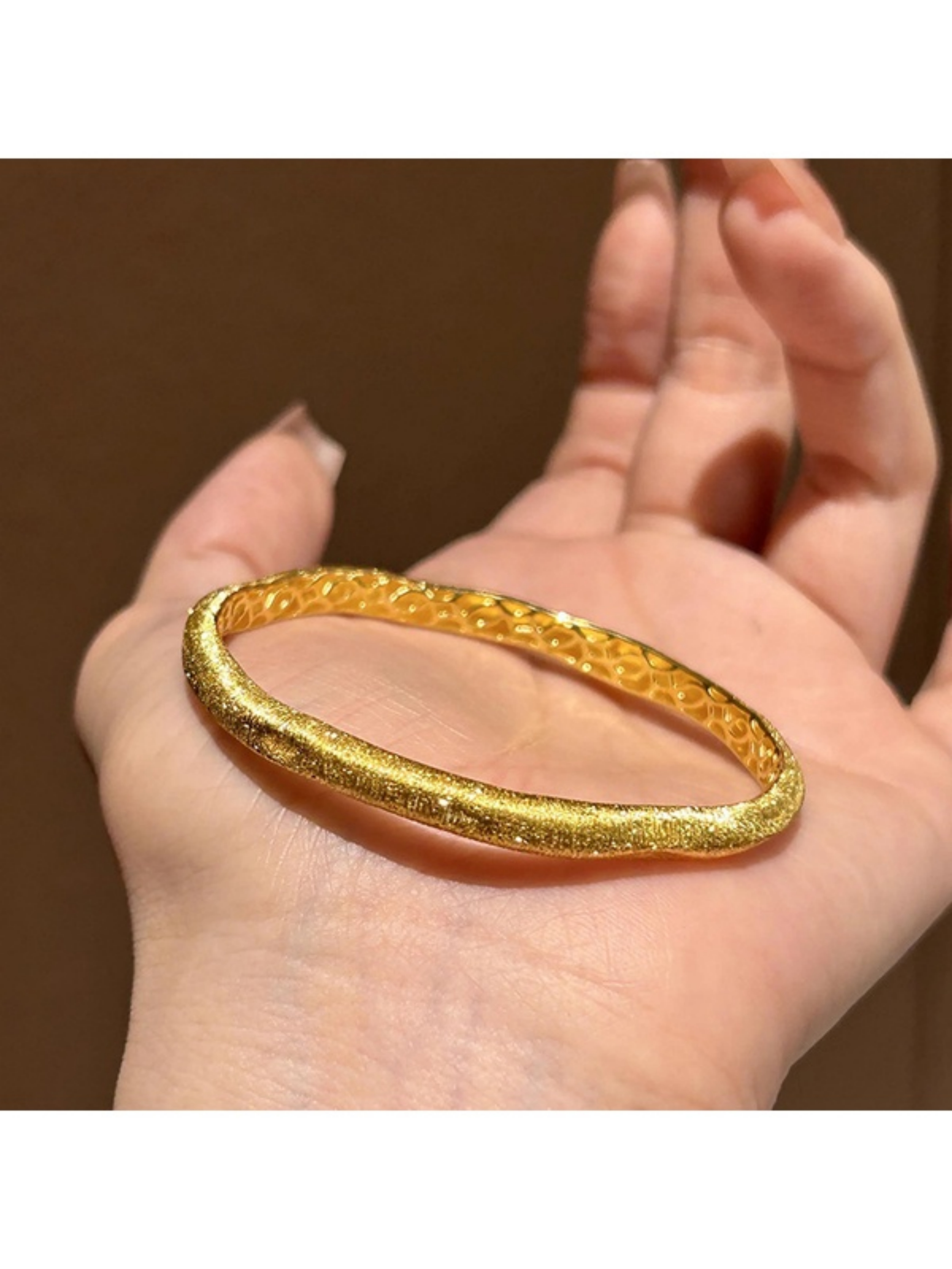 Gold Sand-Textured Bangle Bracelet