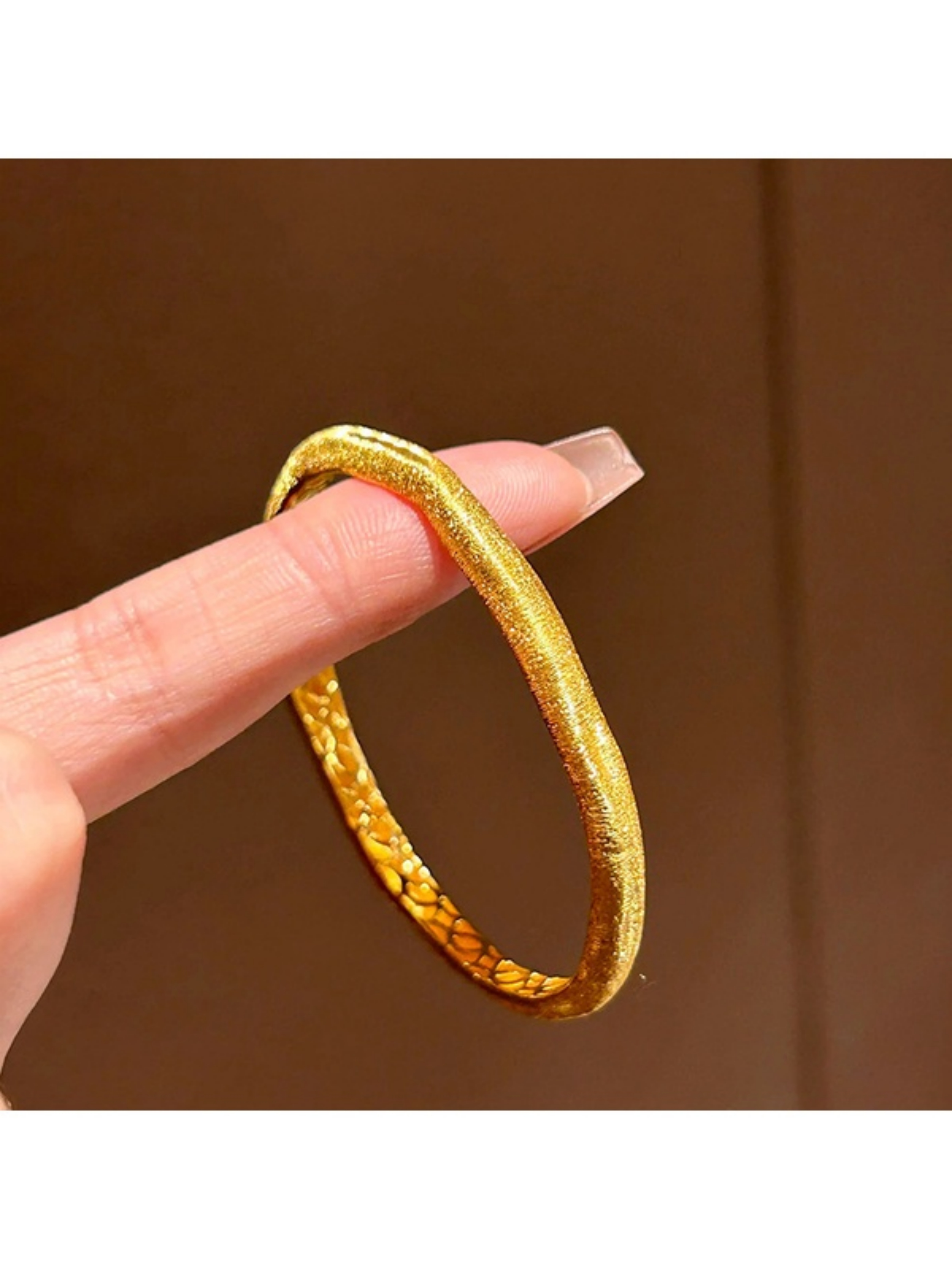 Gold Sand-Textured Bangle Bracelet