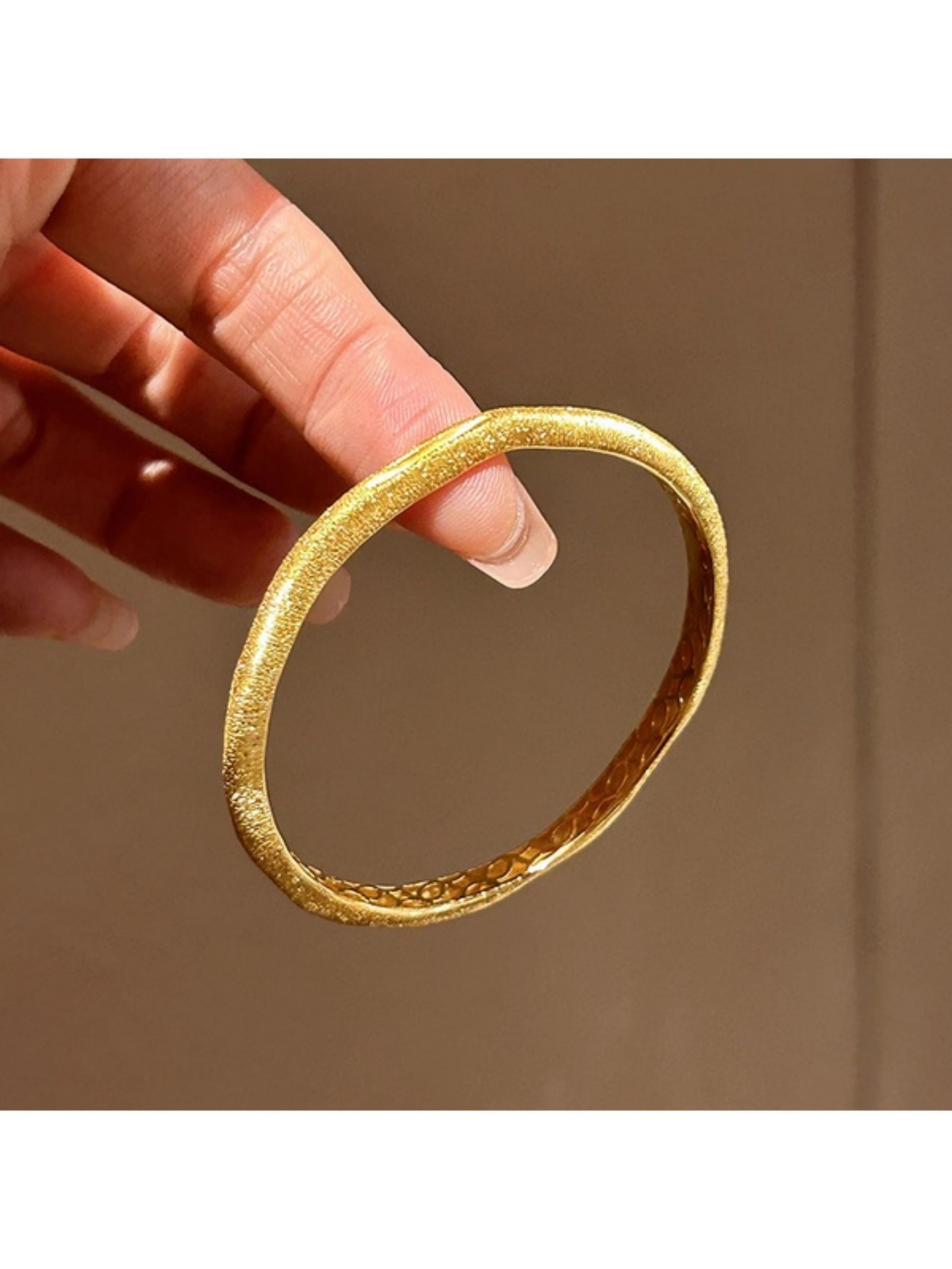 Gold Sand-Textured Bangle Bracelet