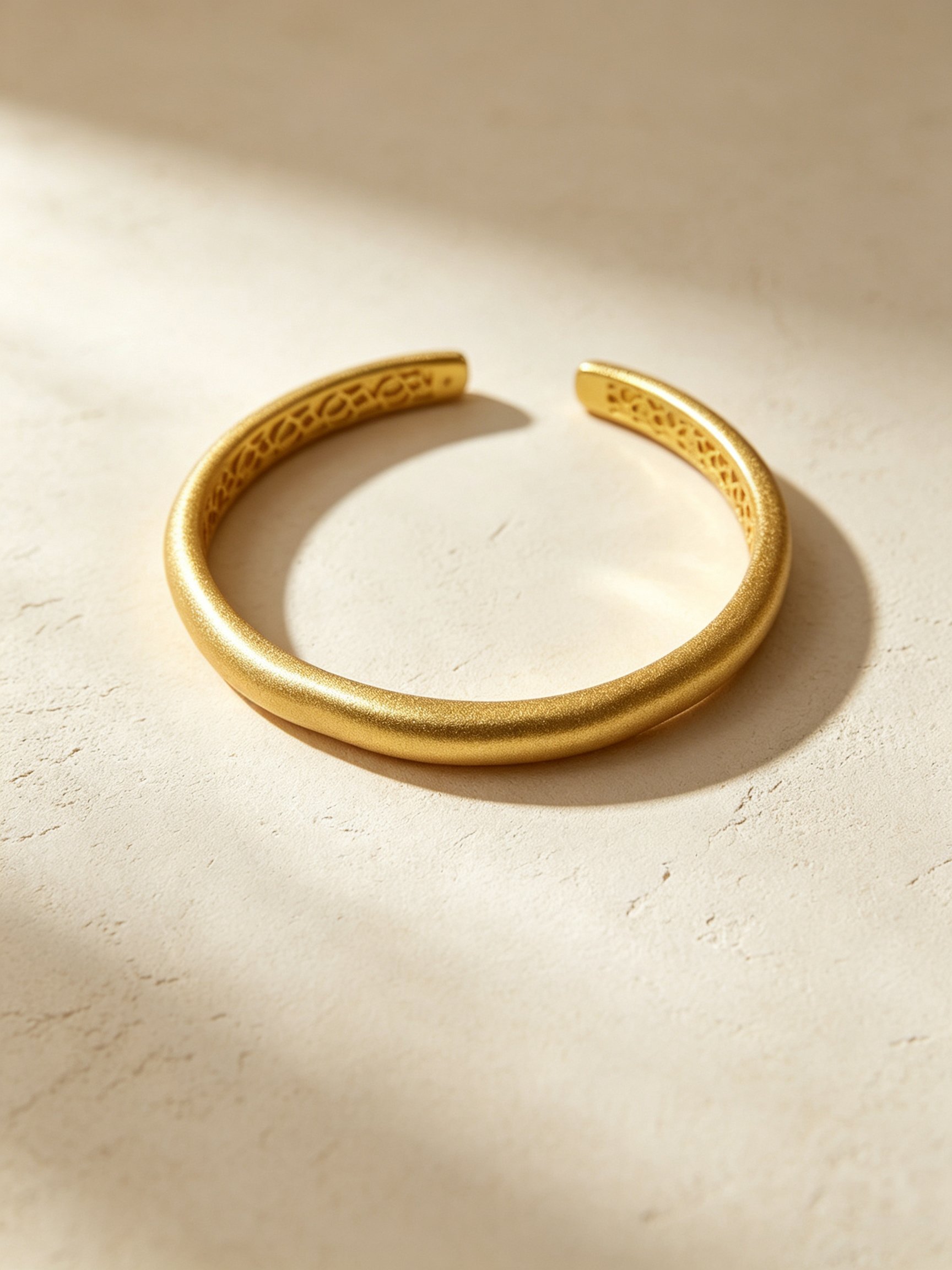 Gold Sand-Textured Bangle Bracelet