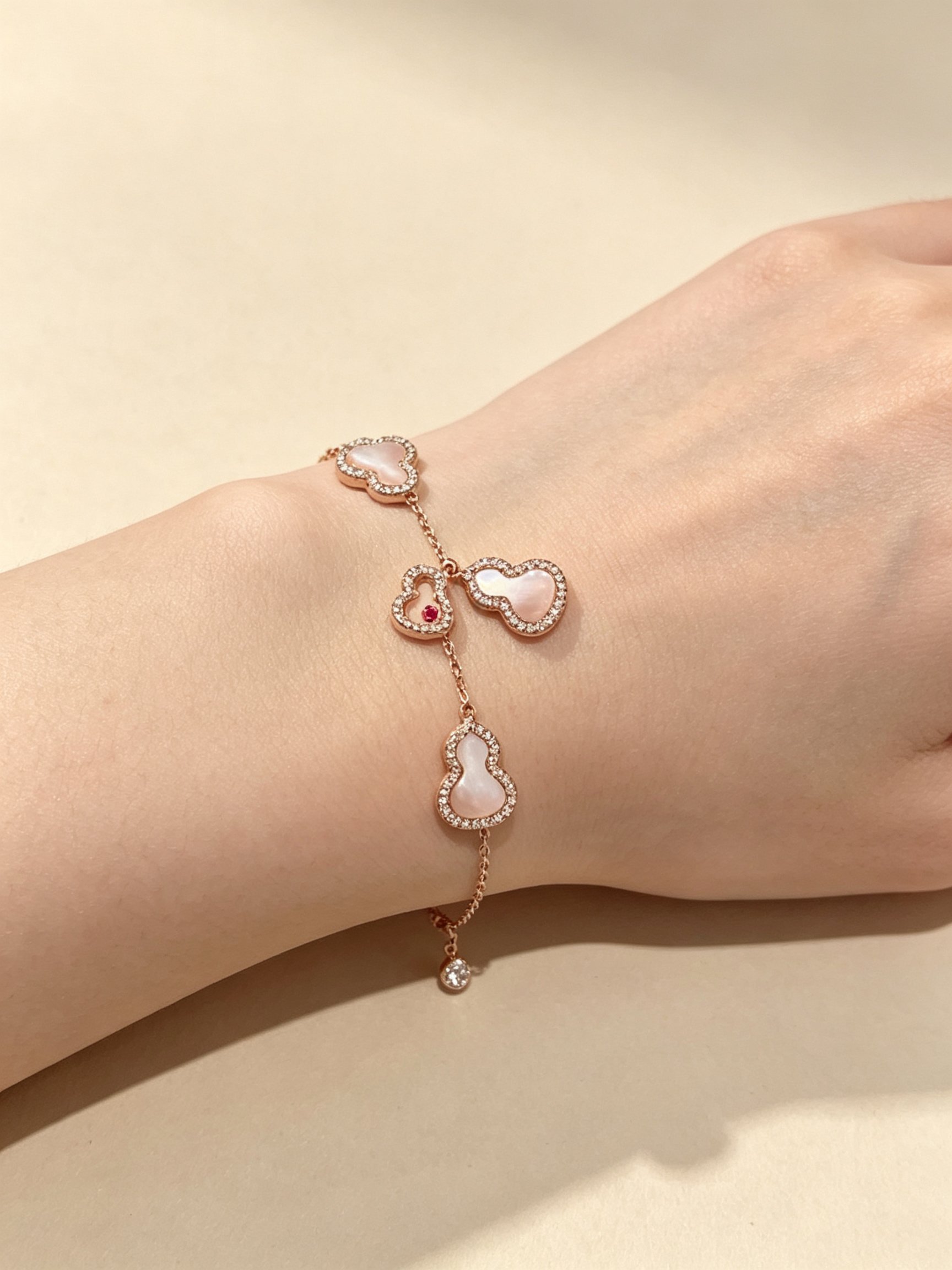 Gold Gourd Bracelet with Mother-of-Pearl