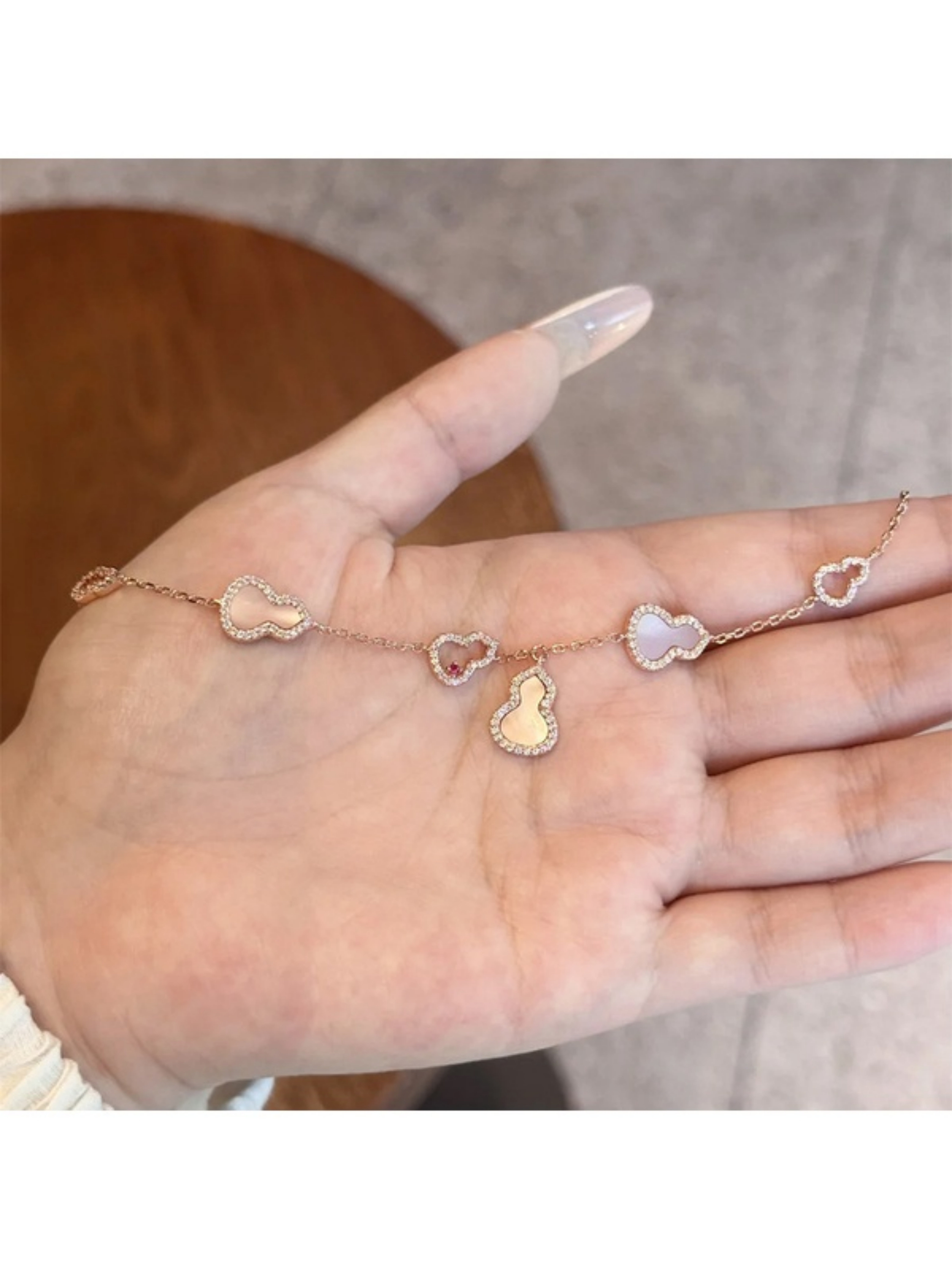 Gold Gourd Bracelet with Mother-of-Pearl
