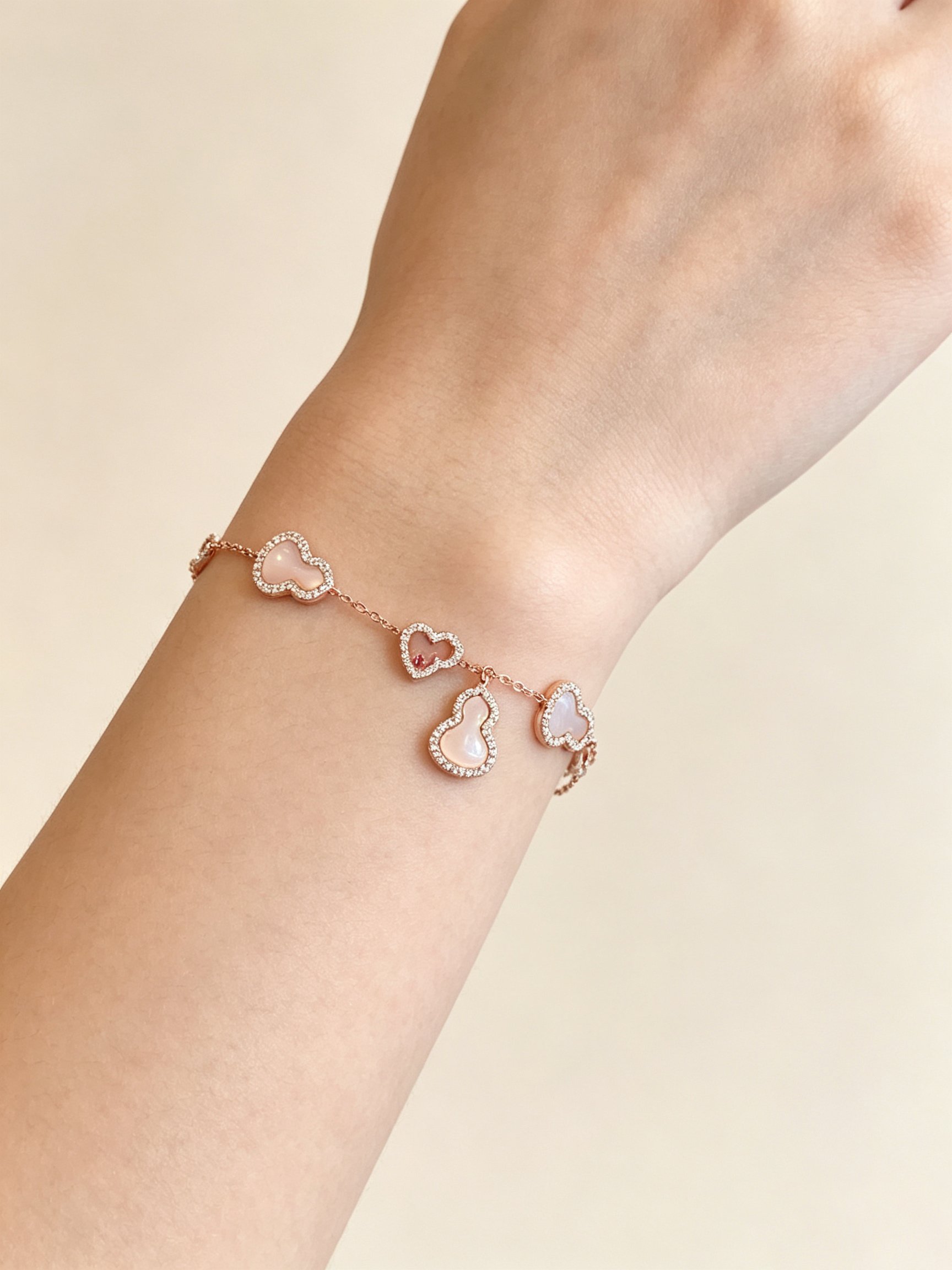 Gold Gourd Bracelet with Mother-of-Pearl