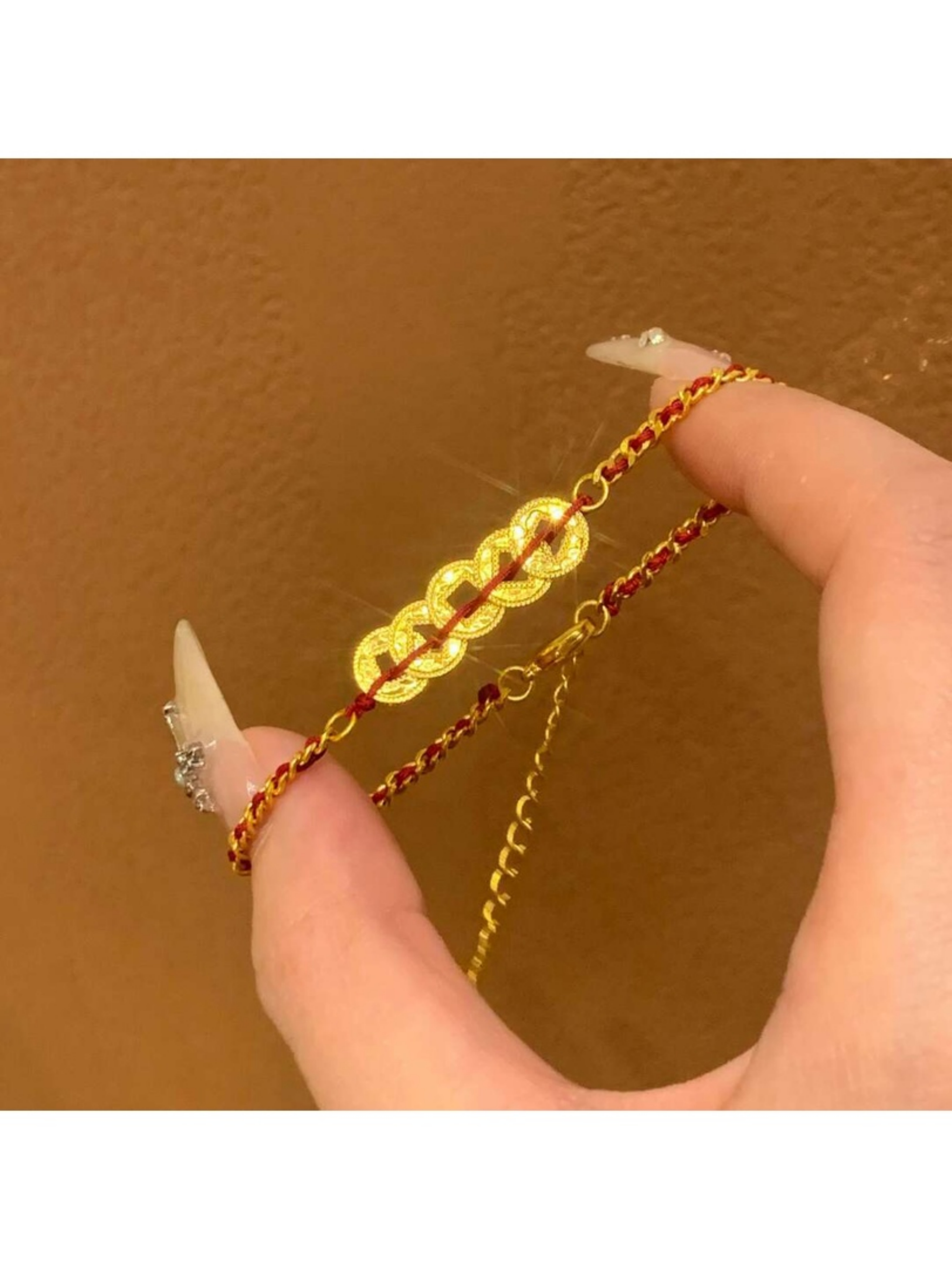 Golden Coin and Red Cord Bracelet
