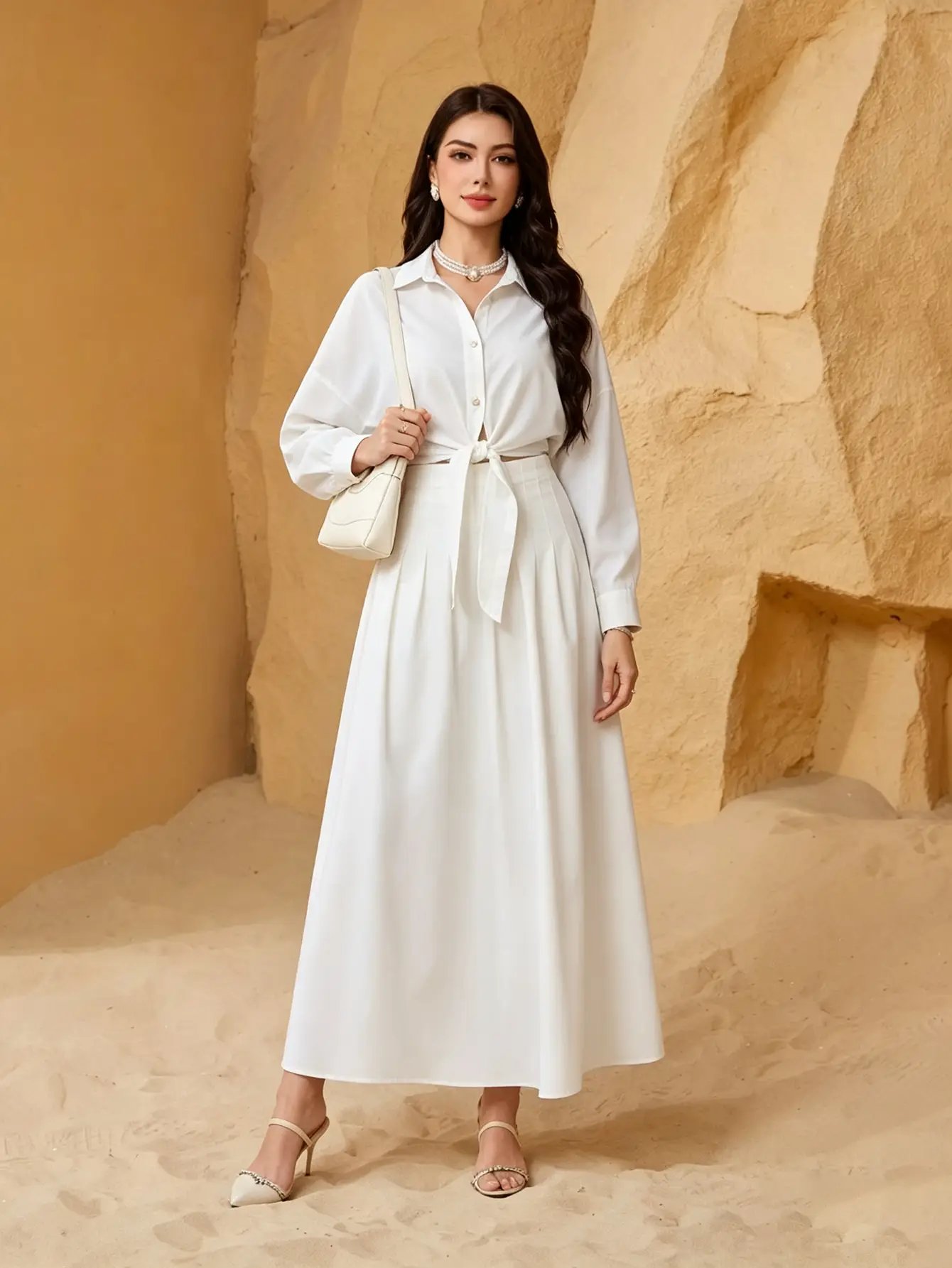White Blouse and Skirt Co-ord Set