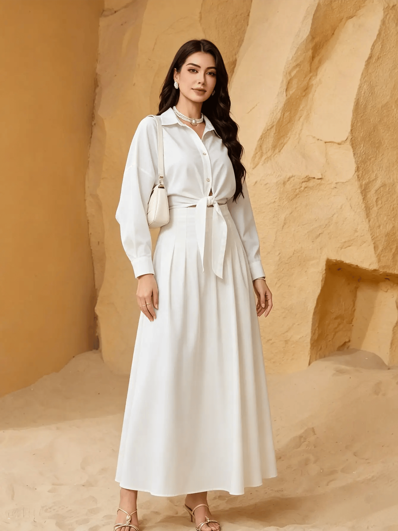 White Blouse and Skirt Co-ord Set